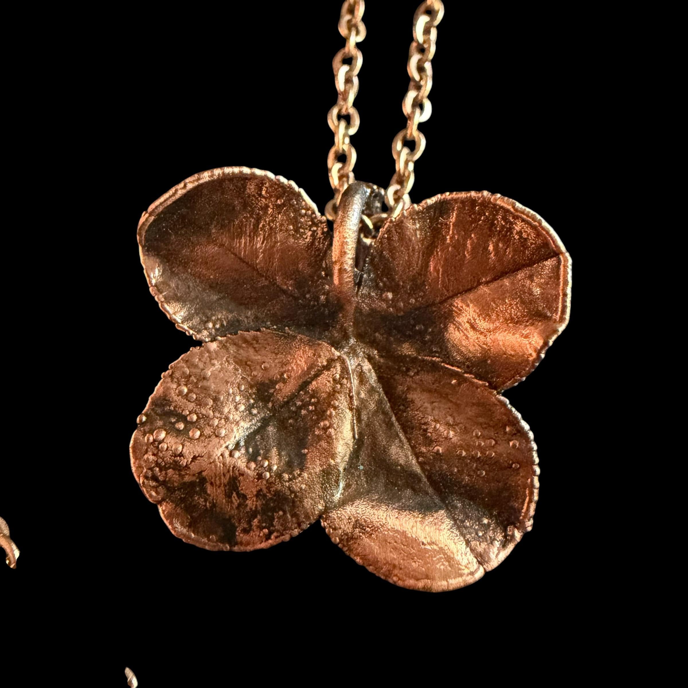 Real Four Leaf Clover Necklace | Electroformed Copper Pendant | Genuine Lucky Clover | Handmade Boho Good Luck Gift