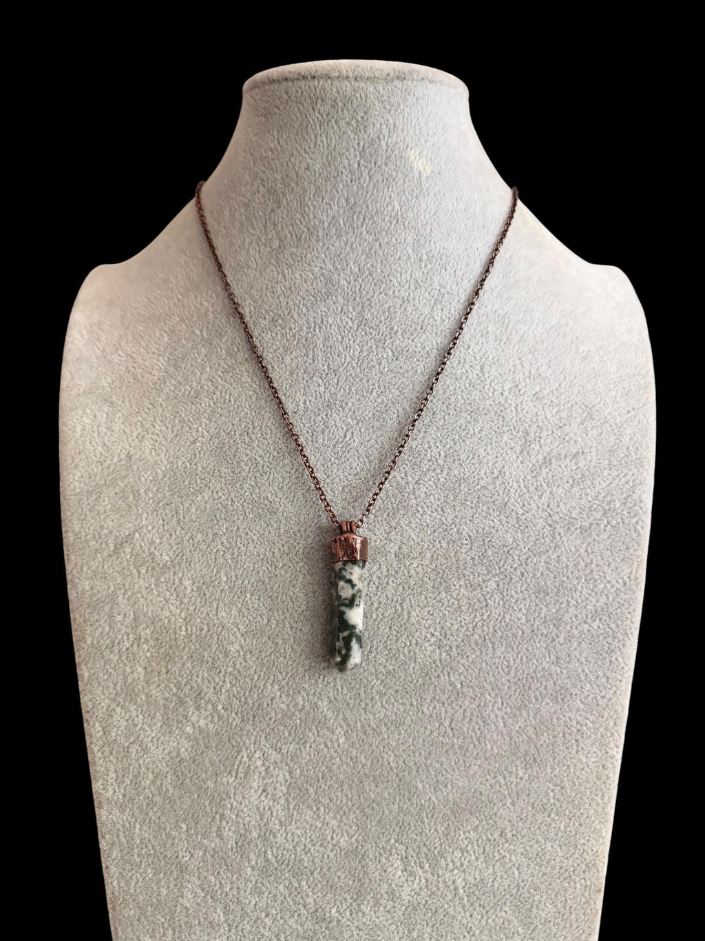 Tree Agate Point Necklace | Electroformed Copper Crystal Pendant | Handmade Boho Gemstone Jewelry | Nature Lover Gift