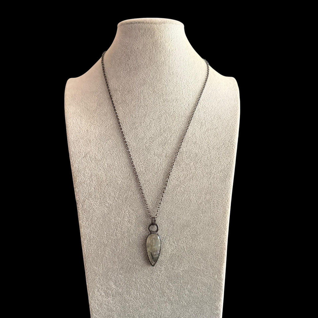 Black Tourmalinated Quartz Necklace | Electroformed Teardrop Pendant | Handmade Crystal Jewelry | Boho Protection Necklace