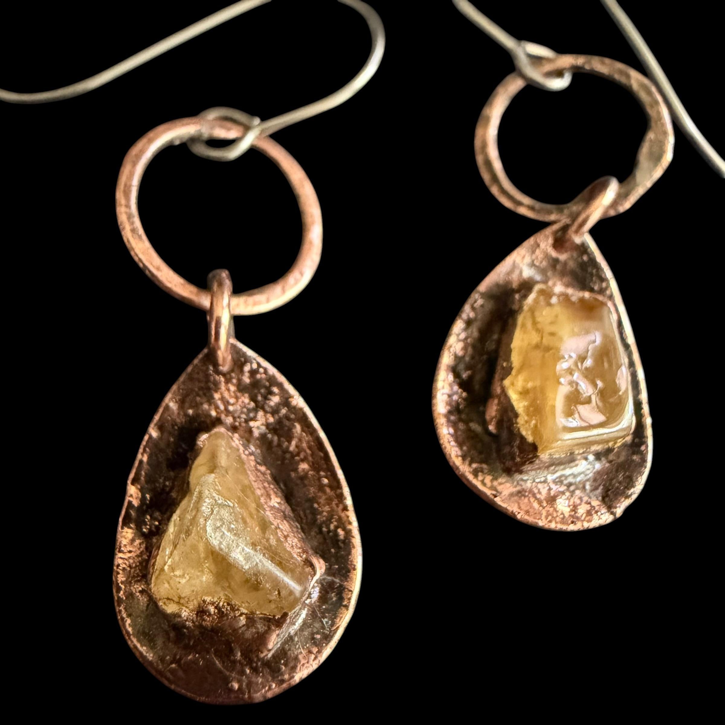 Raw Citrine Dangle Earrings