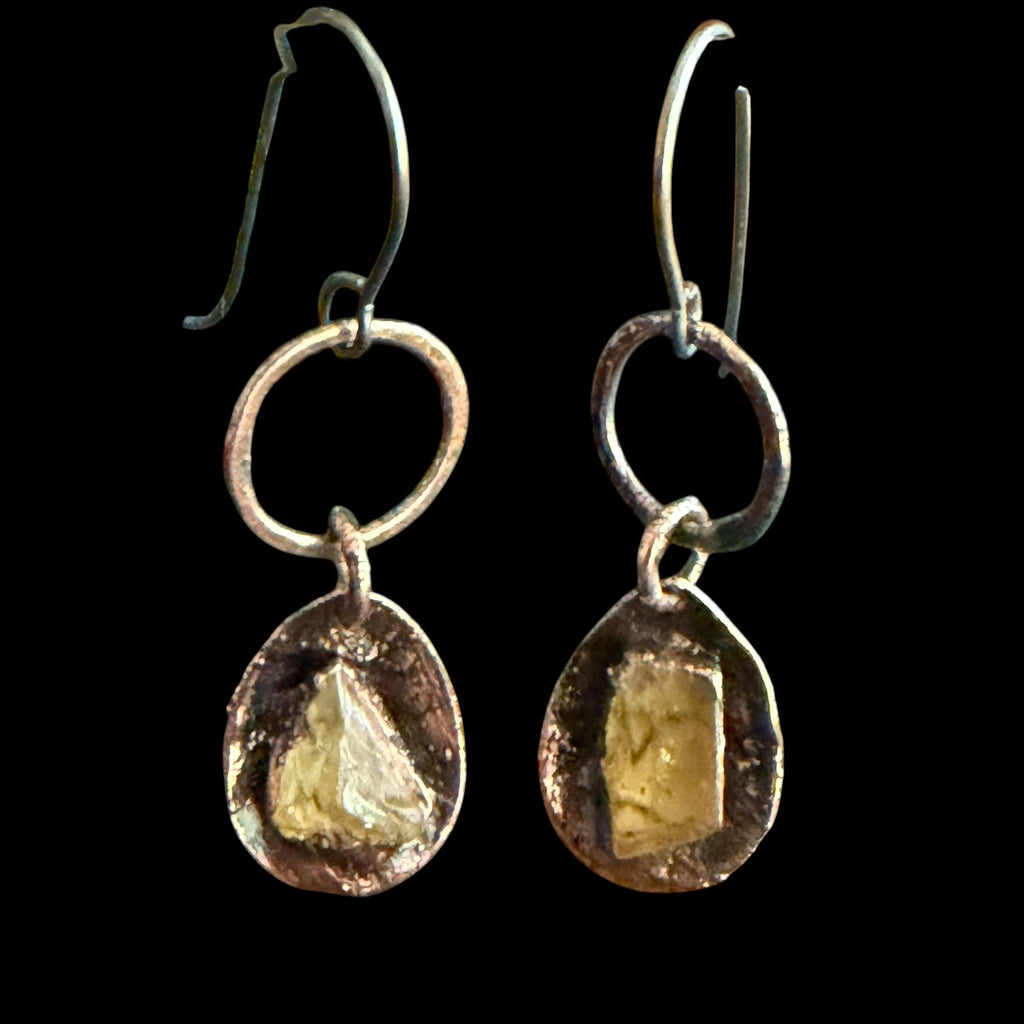 Raw Citrine Dangle Earrings