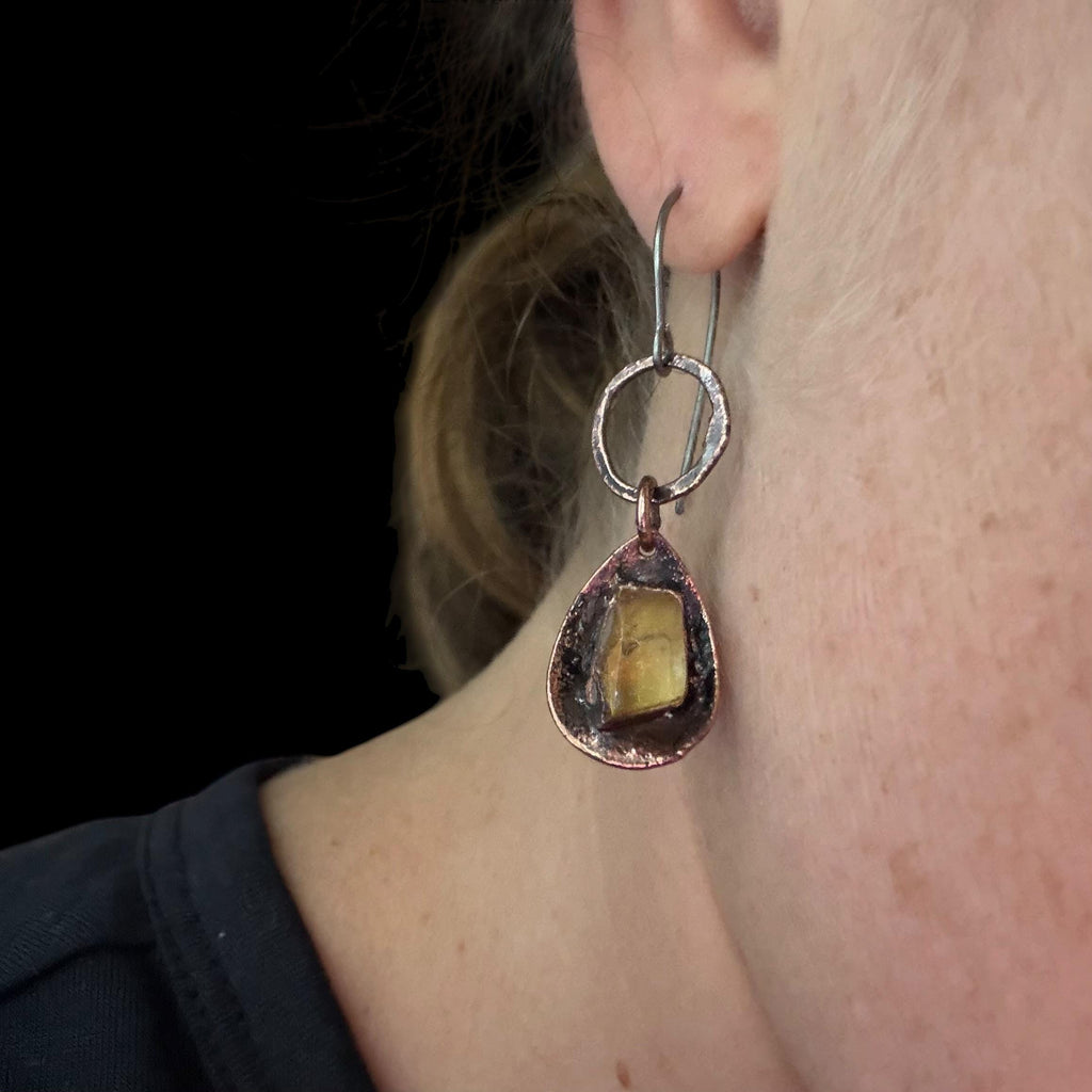 Raw Citrine Dangle Earrings