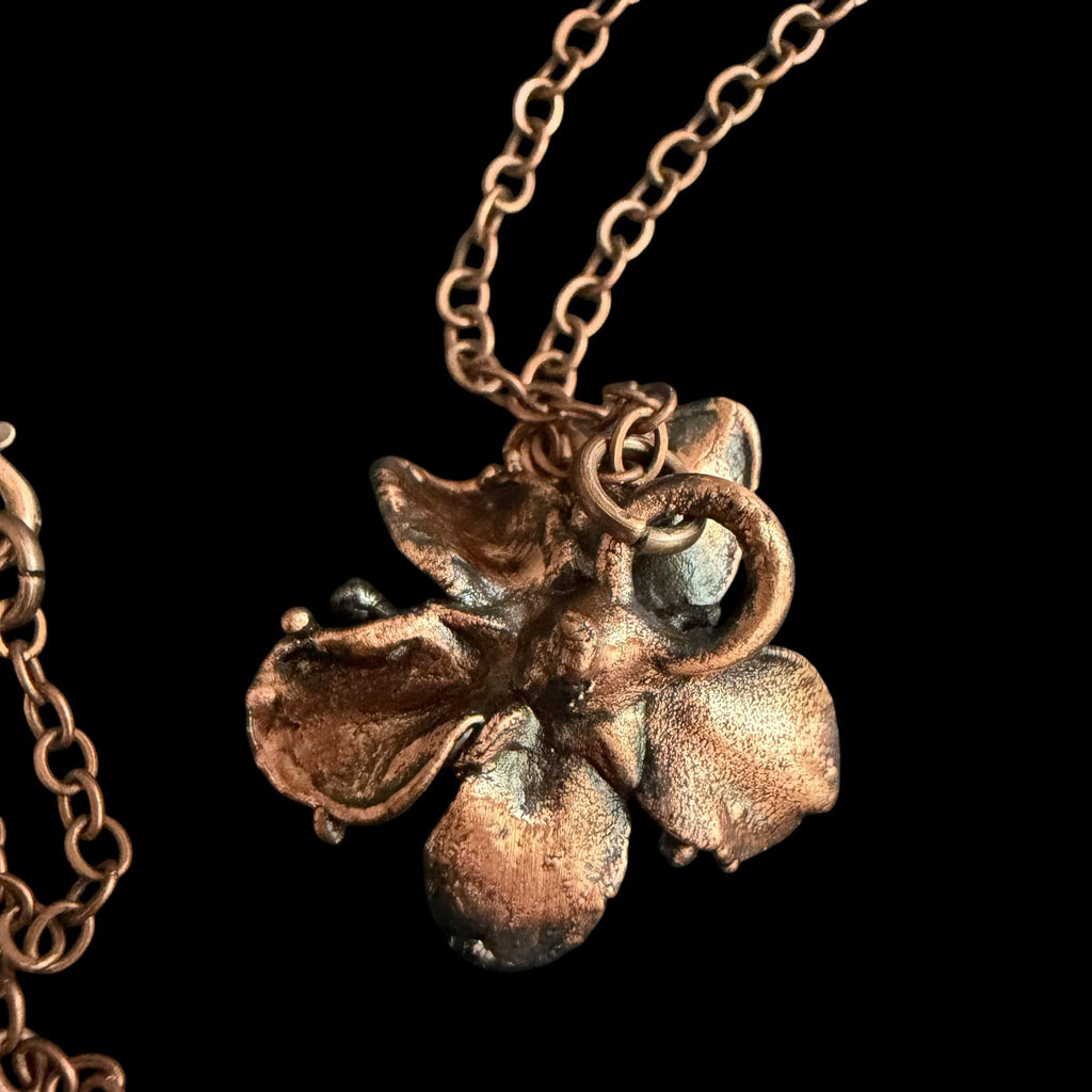 Electroformed Copper Flower Necklace | Real Preserved Blossom Pendant | Handmade Botanical Jewelry | Boho Nature Gift