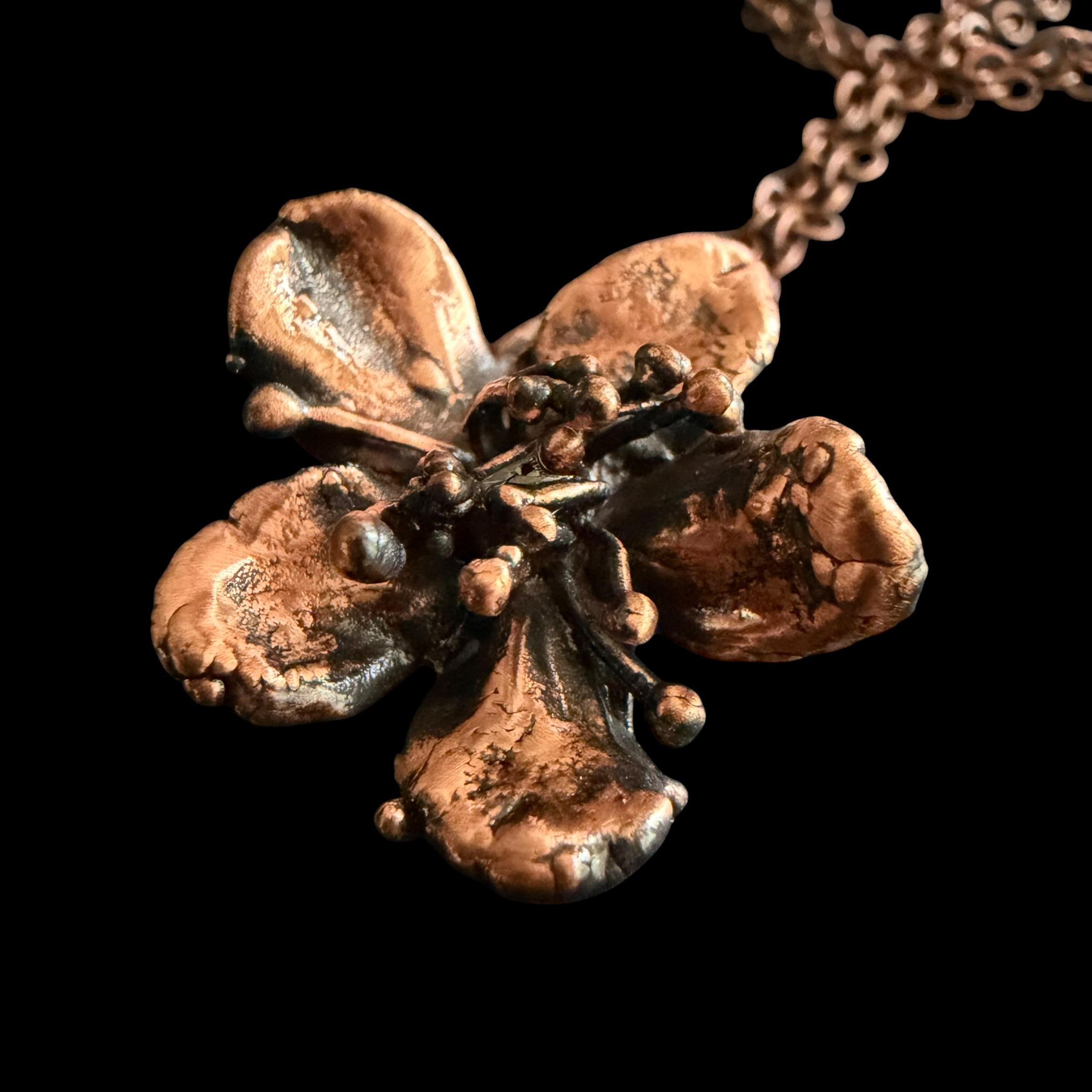 Electroformed Copper Flower Necklace | Real Preserved Blossom Pendant | Handmade Botanical Jewelry | Boho Nature Gift