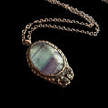 Rainbow Fluorite Necklace | Electroformed Copper Pendant with Herkimer Quartz | Handmade Crystal Jewelry | Boho Gift