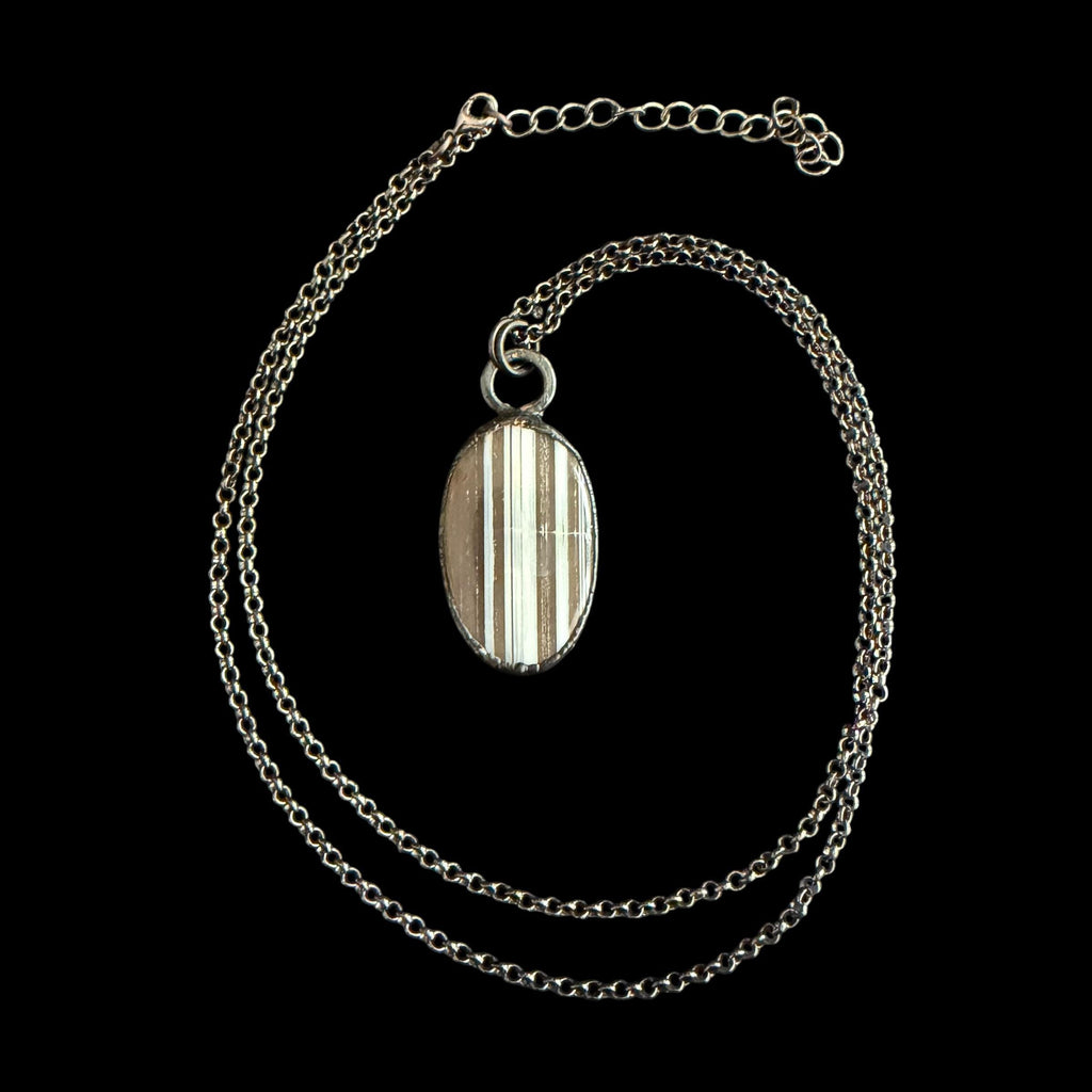 Zebra Jasper Necklace | Striped Black Gemstone Pendant | Electroformed Handmade Jewelry | Boho Layering Necklace