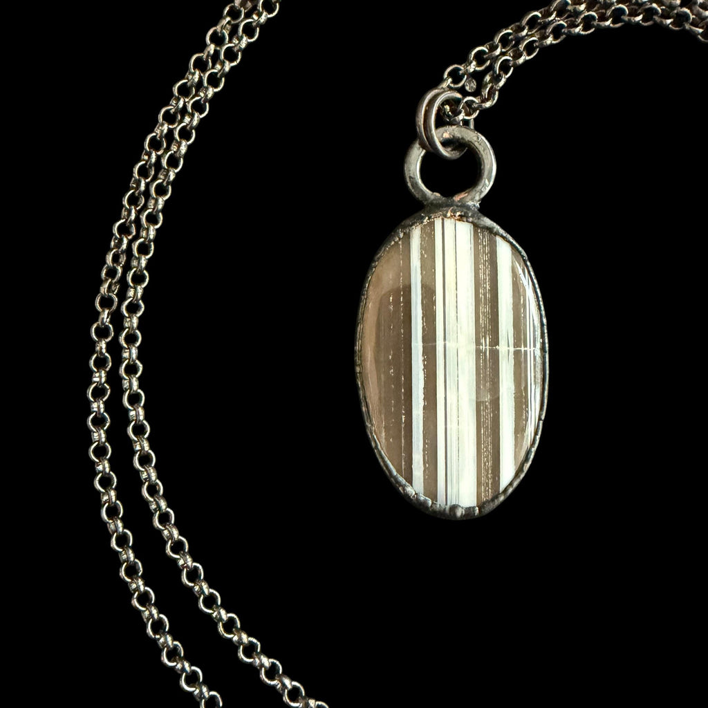 Zebra Jasper Necklace | Striped Black Gemstone Pendant | Electroformed Handmade Jewelry | Boho Layering Necklace