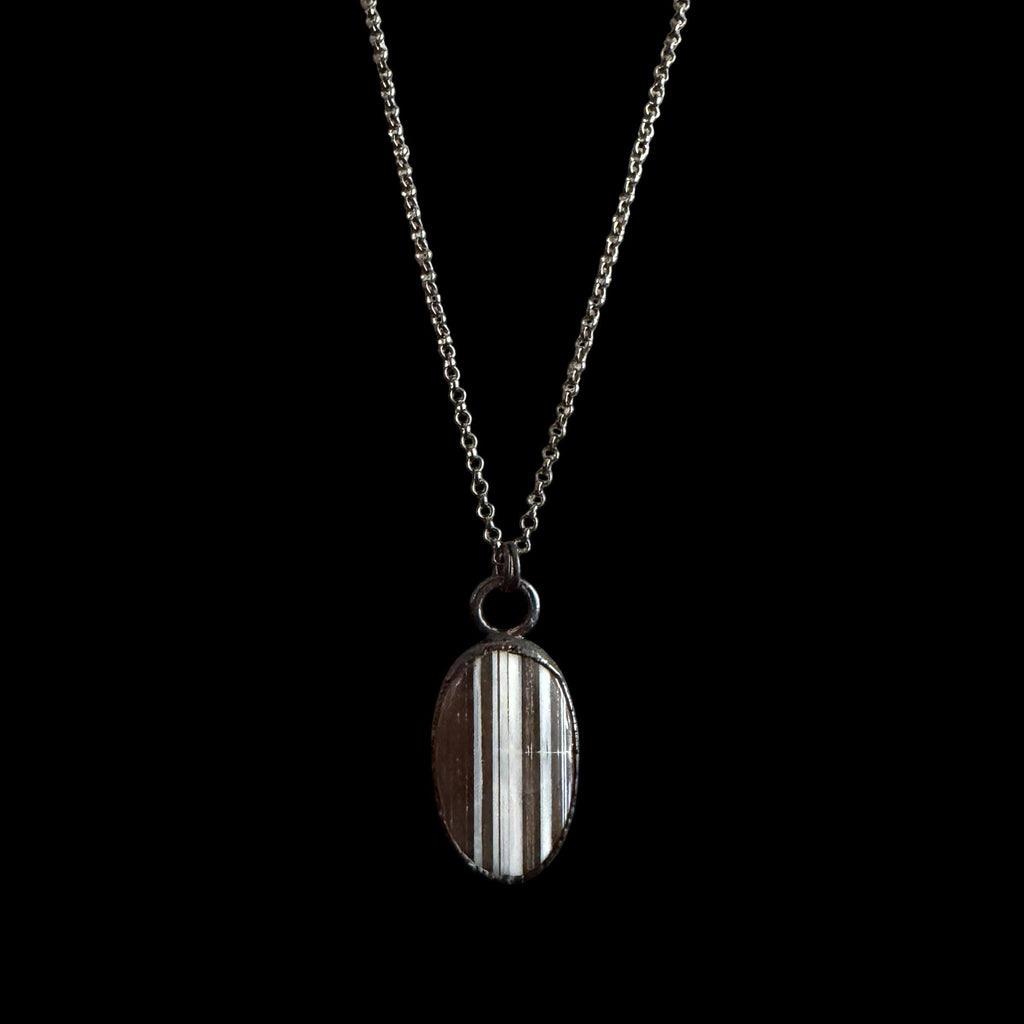 Zebra Jasper Necklace | Striped Black Gemstone Pendant | Electroformed Handmade Jewelry | Boho Layering Necklace