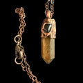 Hematite Quartz Point Necklace with Black Obsidian | Electroformed Copper Crystal Pendant | Handmade Boho Protection