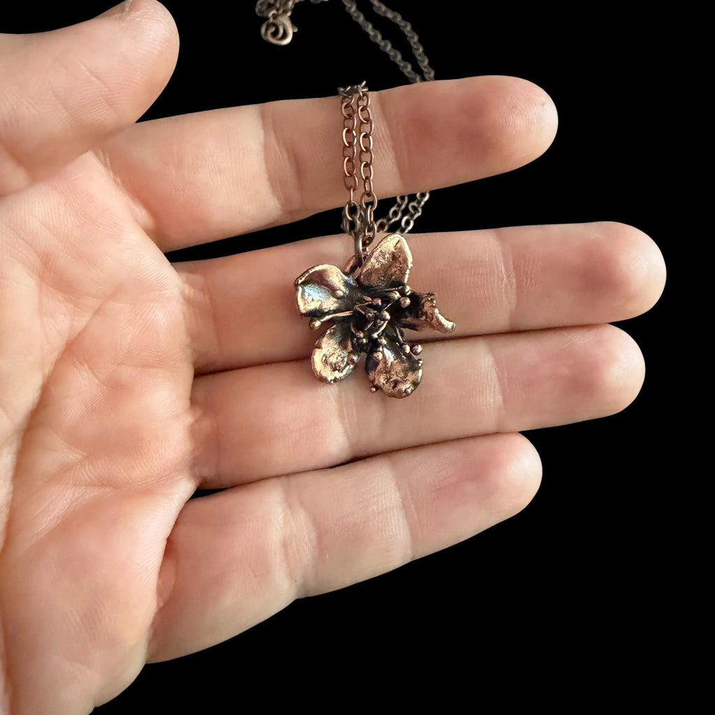 Electroformed Copper Flower Necklace | Real Preserved Blossom Pendant | Handmade Botanical Jewelry | Boho Nature Gift