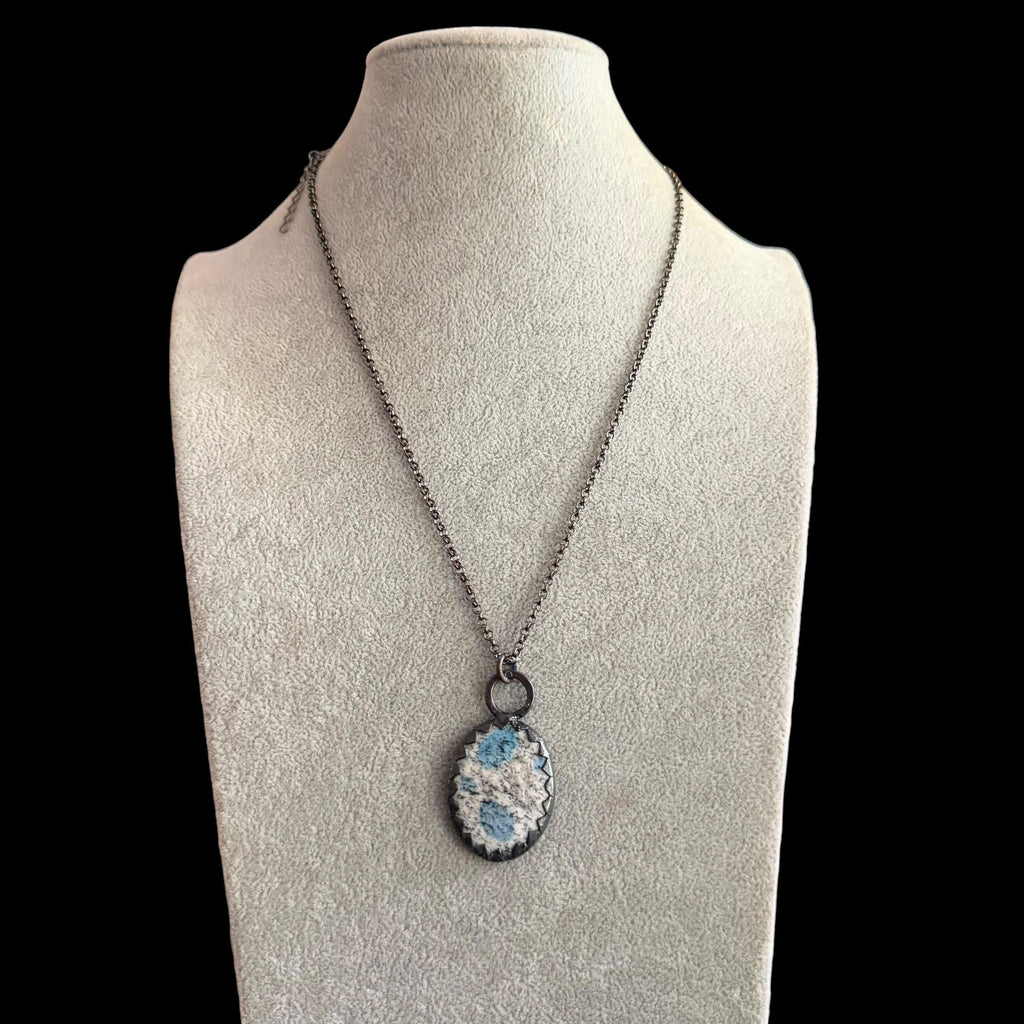 K2 Jasper Stone Necklace | Electroformed Handmade Crystal Jewelry | Boho Blue Gemstone Necklace
