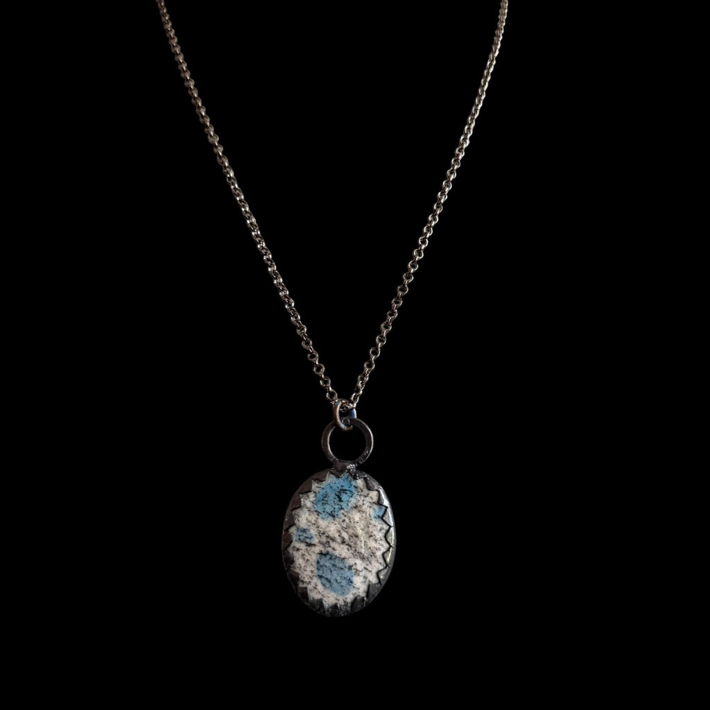 K2 Jasper Stone Necklace | Electroformed Handmade Crystal Jewelry | Boho Blue Gemstone Necklace