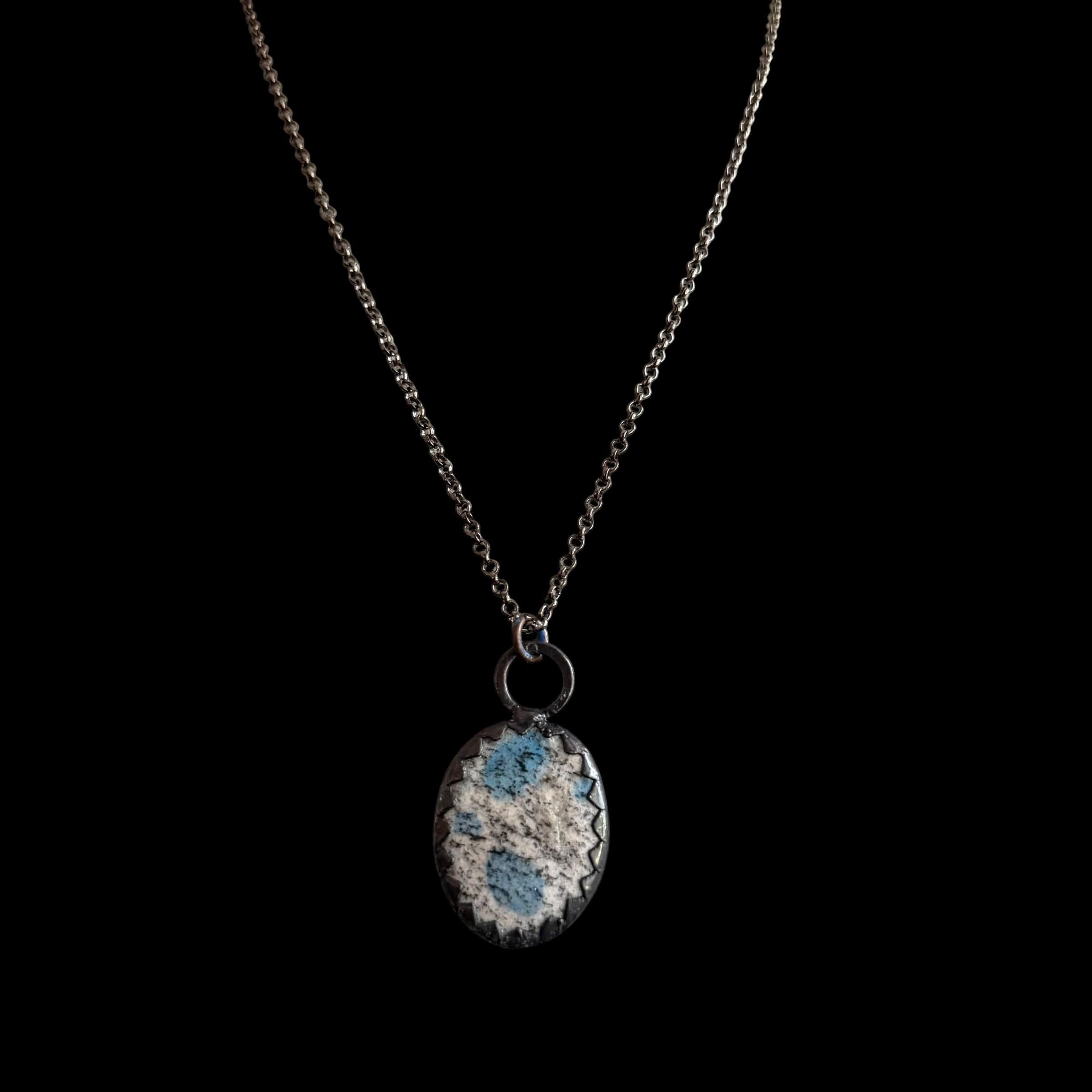 K2 Jasper Stone Necklace | Electroformed Handmade Crystal Jewelry | Boho Blue Gemstone Necklace