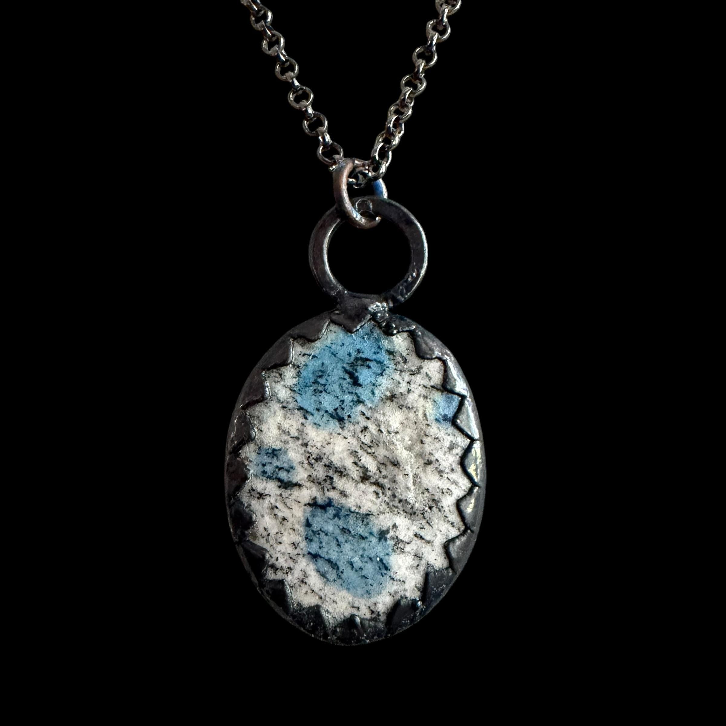 K2 Jasper Stone Necklace | Electroformed Handmade Crystal Jewelry | Boho Blue Gemstone Necklace
