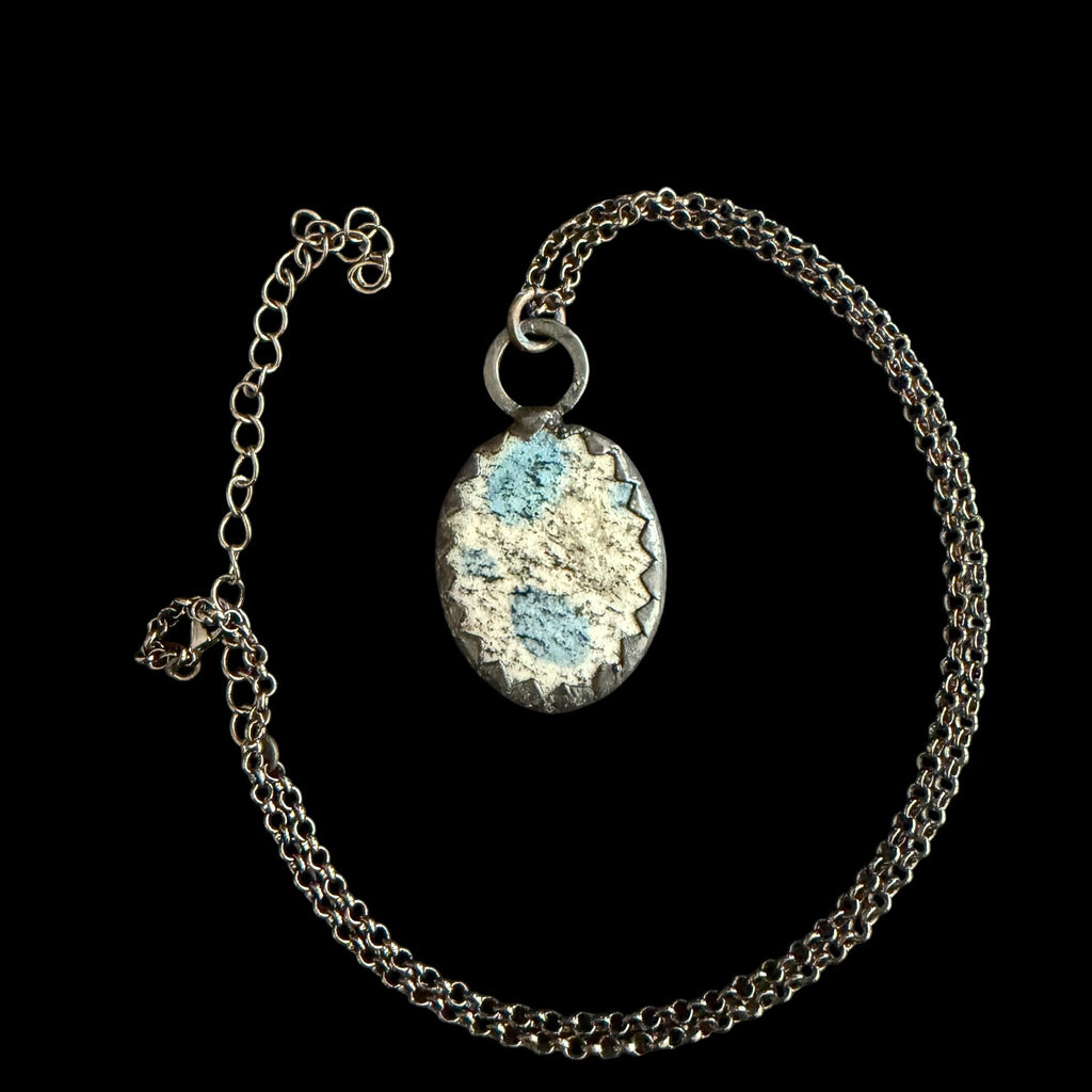 K2 Jasper Stone Necklace | Electroformed Handmade Crystal Jewelry | Boho Blue Gemstone Necklace