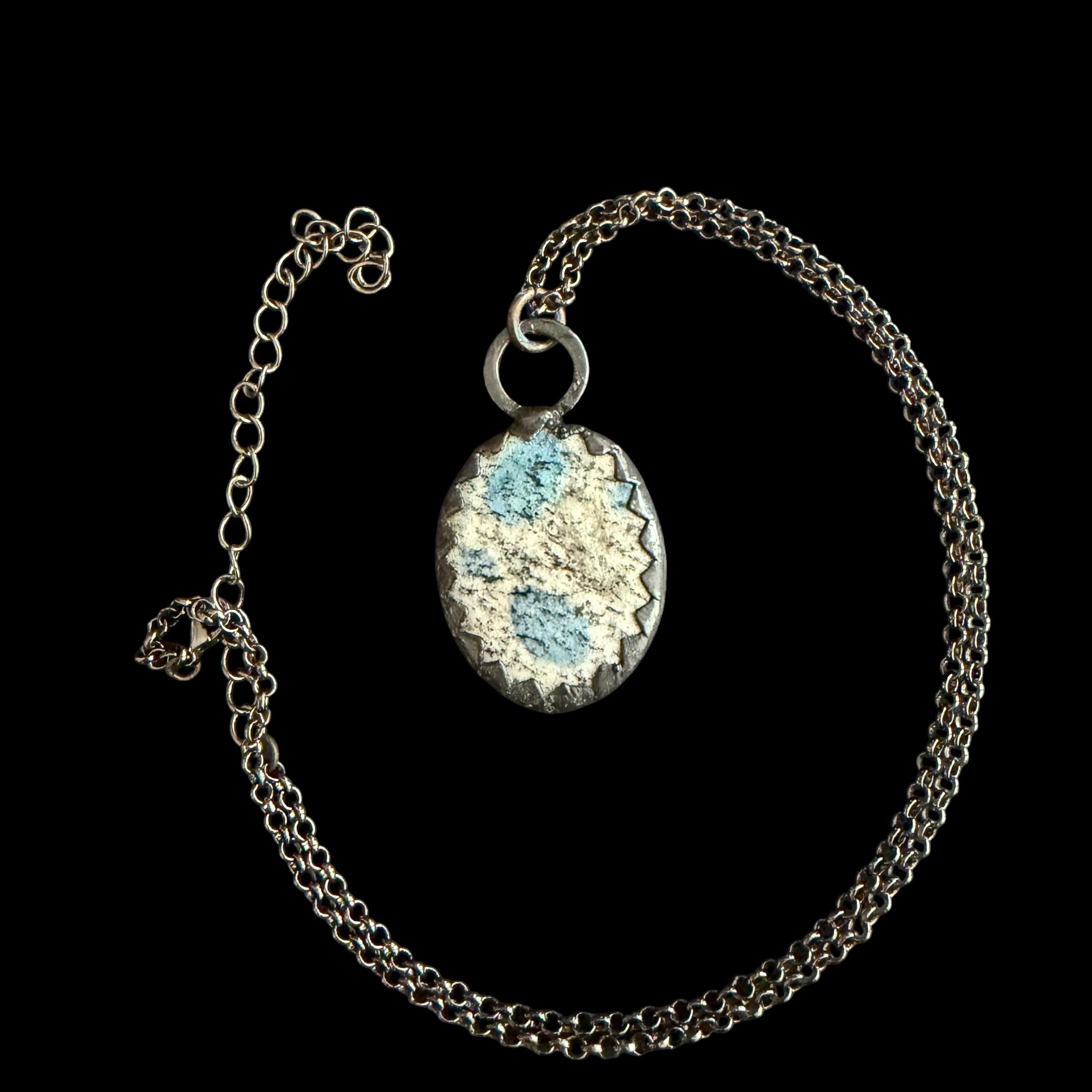 K2 Jasper Stone Necklace | Electroformed Handmade Crystal Jewelry | Boho Blue Gemstone Necklace