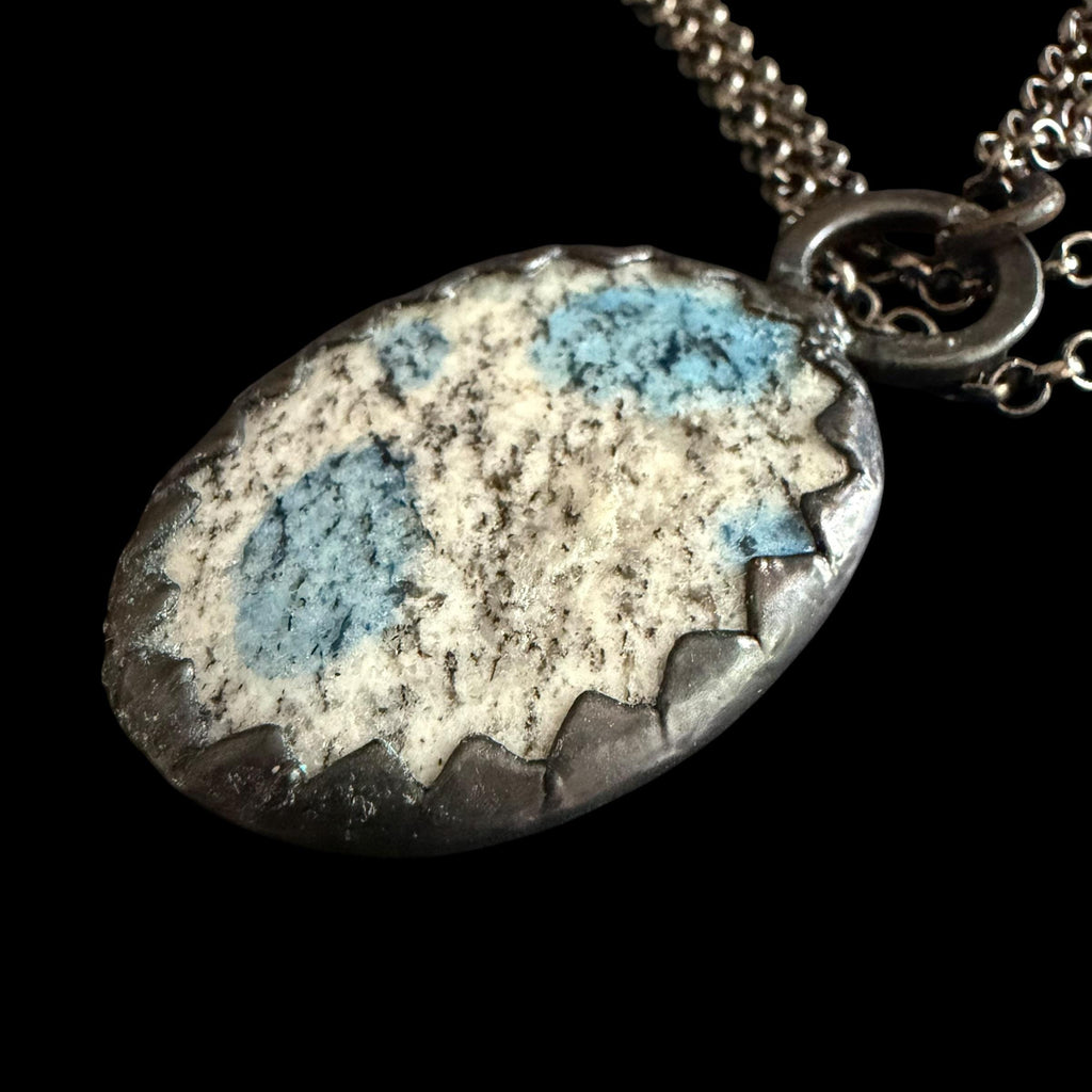 K2 Jasper Stone Necklace | Electroformed Handmade Crystal Jewelry | Boho Blue Gemstone Necklace