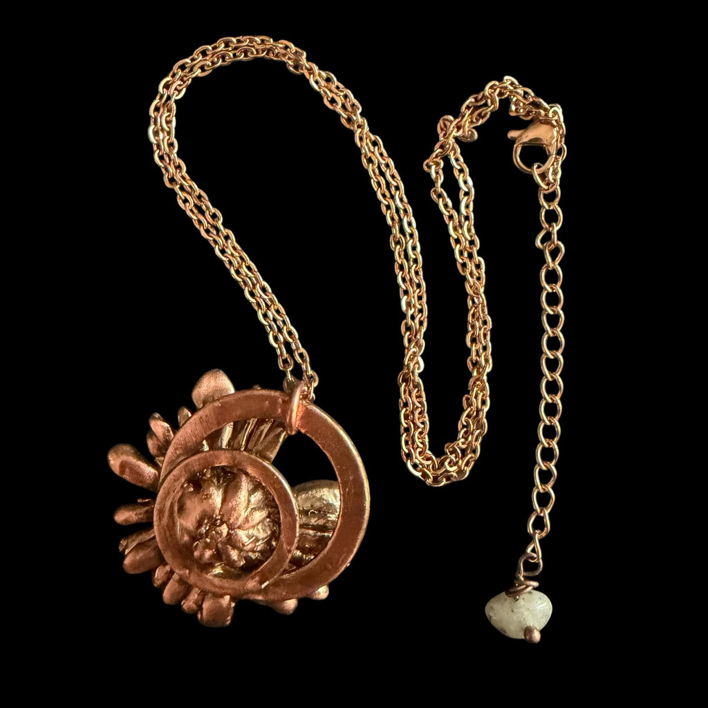 Electroformed Copper Daisy Necklace | Real Preserved Flower Pendant | Handmade Botanical Jewelry | Boho Rose Gold Chain