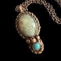 Howlite Necklace with Turquoise Accent | Electroformed Copper Pendant | Handmade Boho Crystal Jewelry | Calming Gift