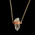 Raw Clear Quartz Electroformed Copper Necklace | Boho Rose Gold Chain Pendant