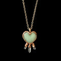 Green Aventurine Heart Necklace with Three Quartz Crystal Points | Electroformed Copper Pendant | Handmade Crystal Jewelry | Boho Healing Ne