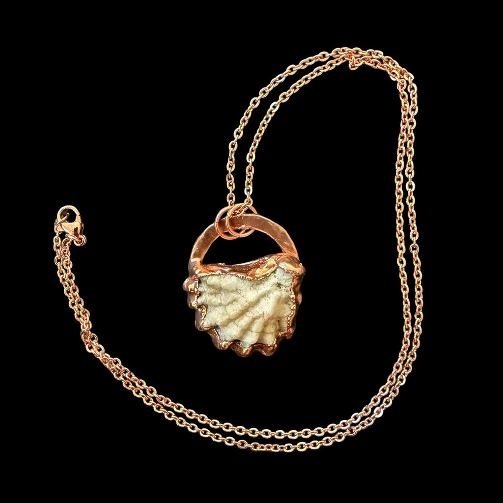 Electroformed Seashell Necklace: Copper Coastal Pendant, Rose Gold Chain