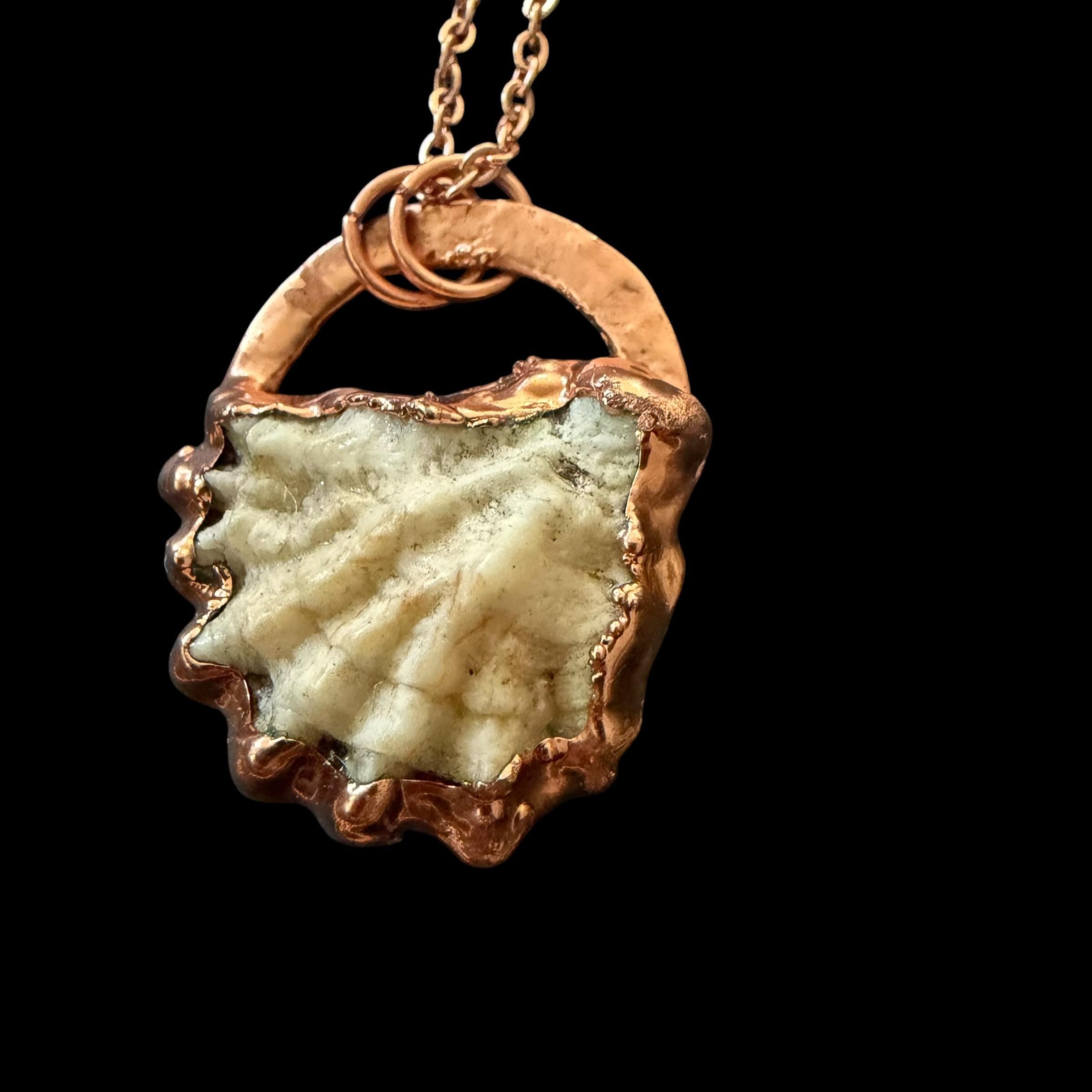 Electroformed Seashell Necklace: Copper Coastal Pendant, Rose Gold Chain