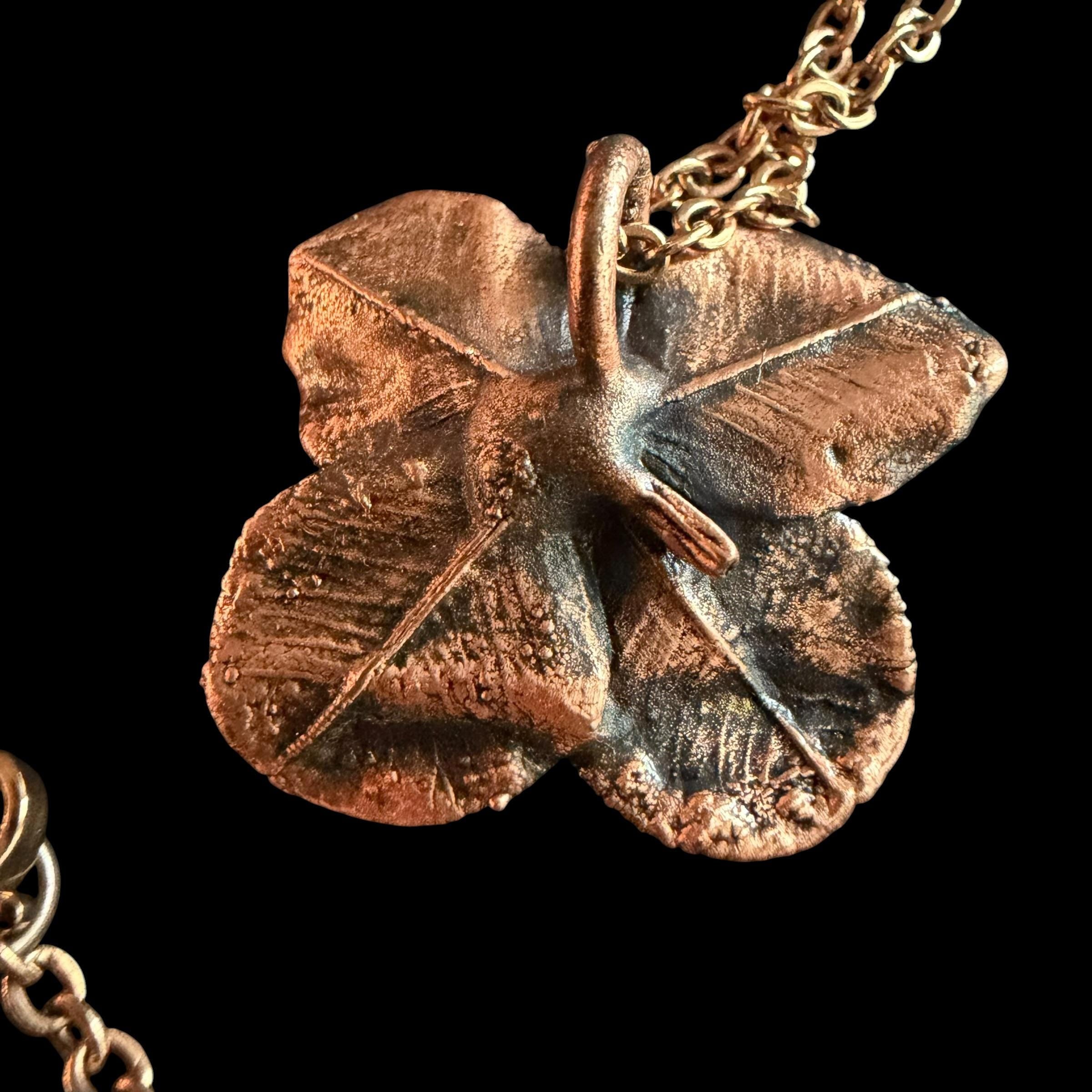 Real Four Leaf Clover Necklace | Electroformed Copper Pendant | Genuine Lucky Clover | Handmade Boho Good Luck Gift
