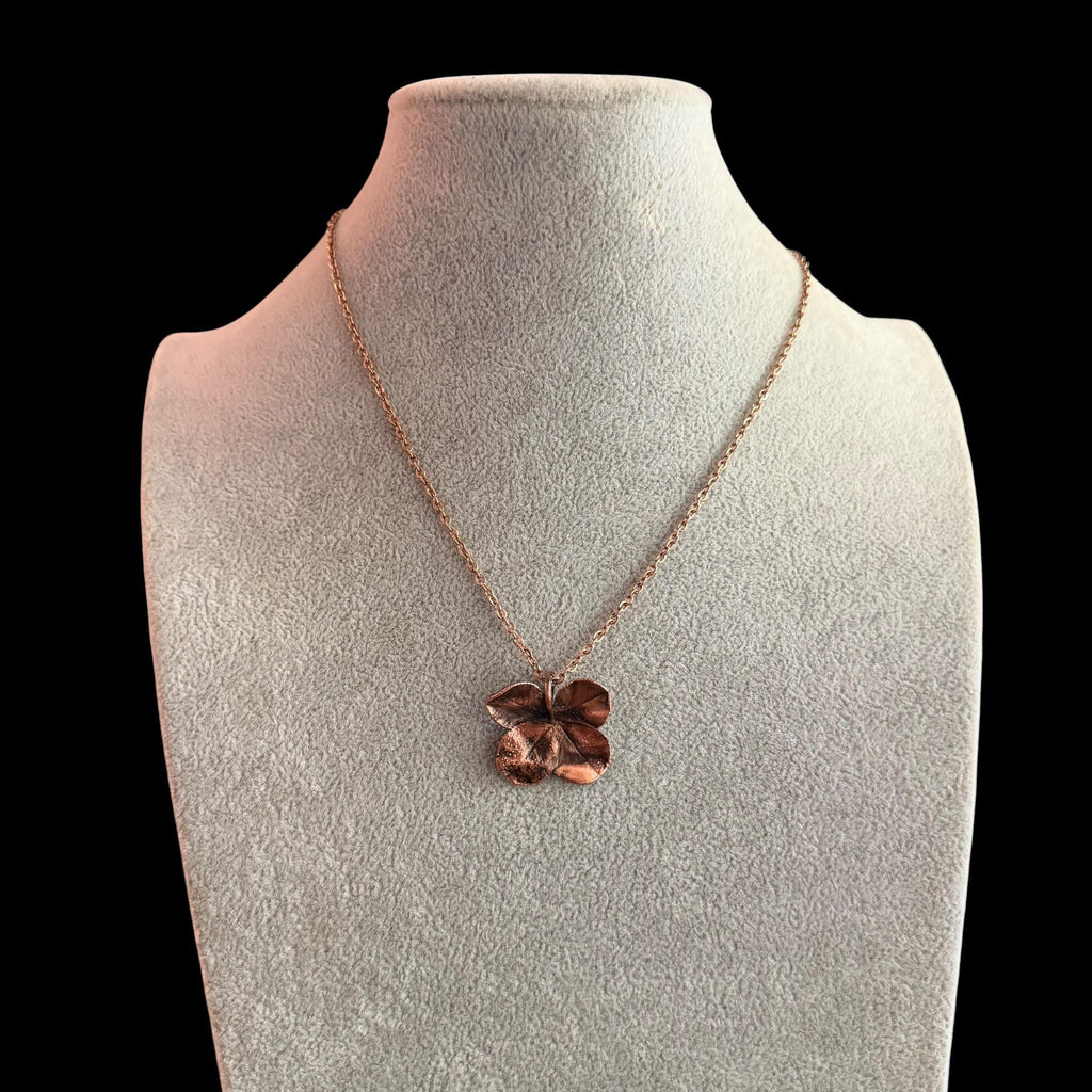 Real Four Leaf Clover Necklace | Electroformed Copper Pendant | Genuine Lucky Clover | Handmade Boho Good Luck Gift