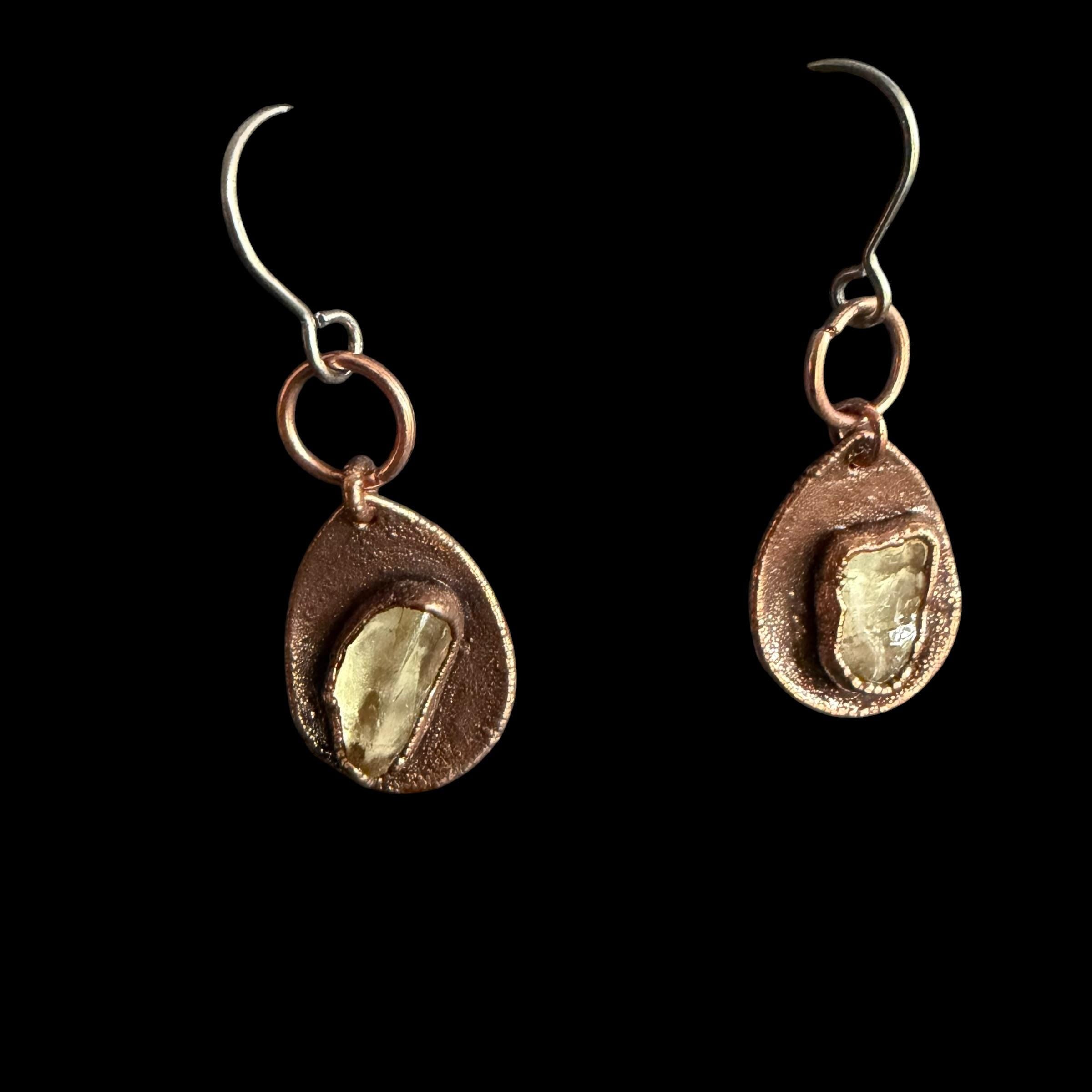 Raw Citrine Dangle Earrings