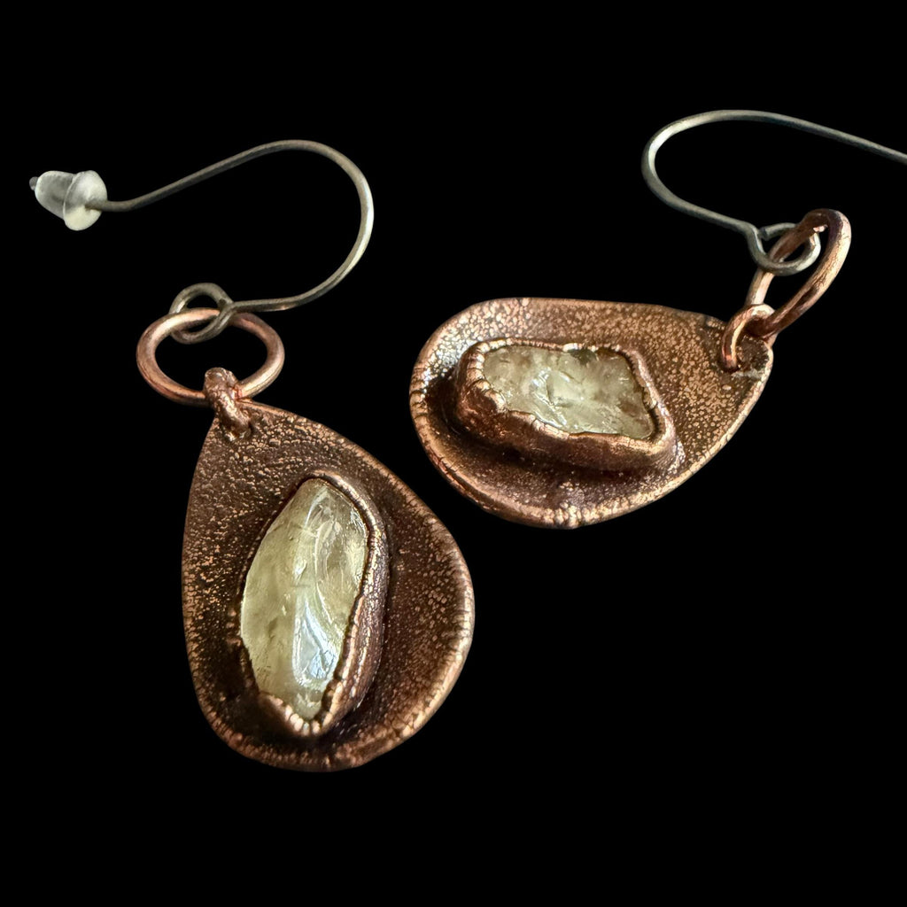 Raw Citrine Dangle Earrings