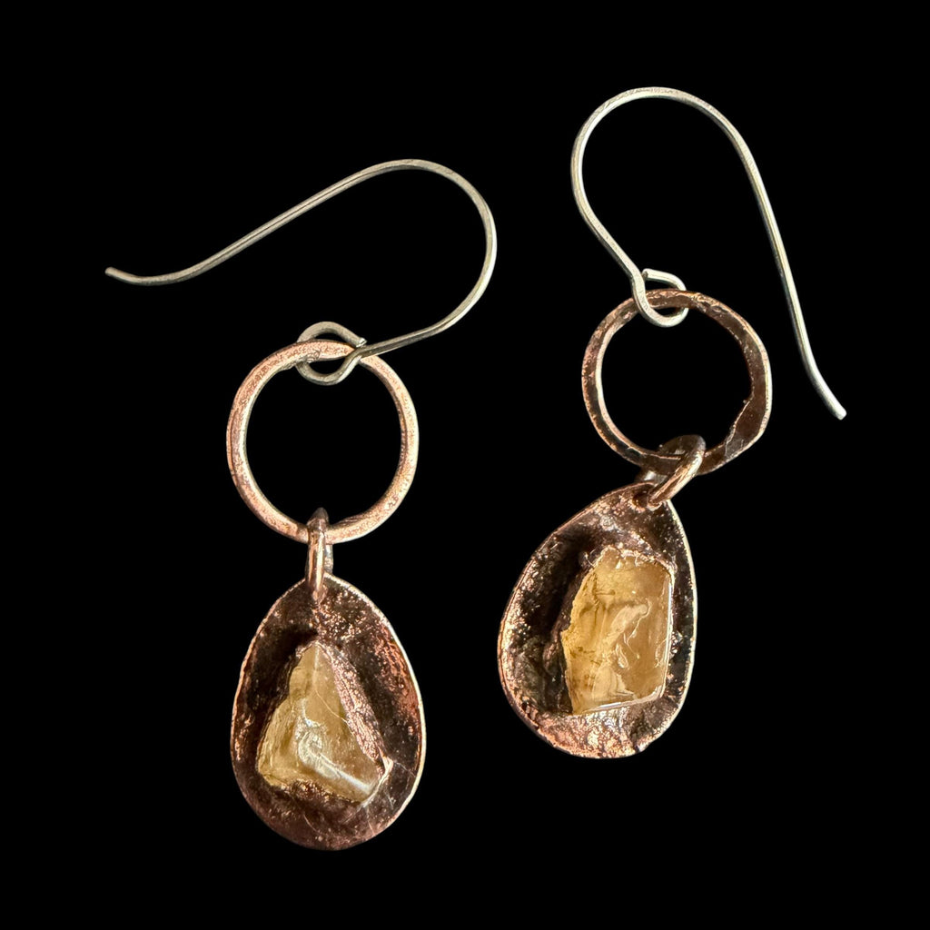 Raw Citrine Dangle Earrings