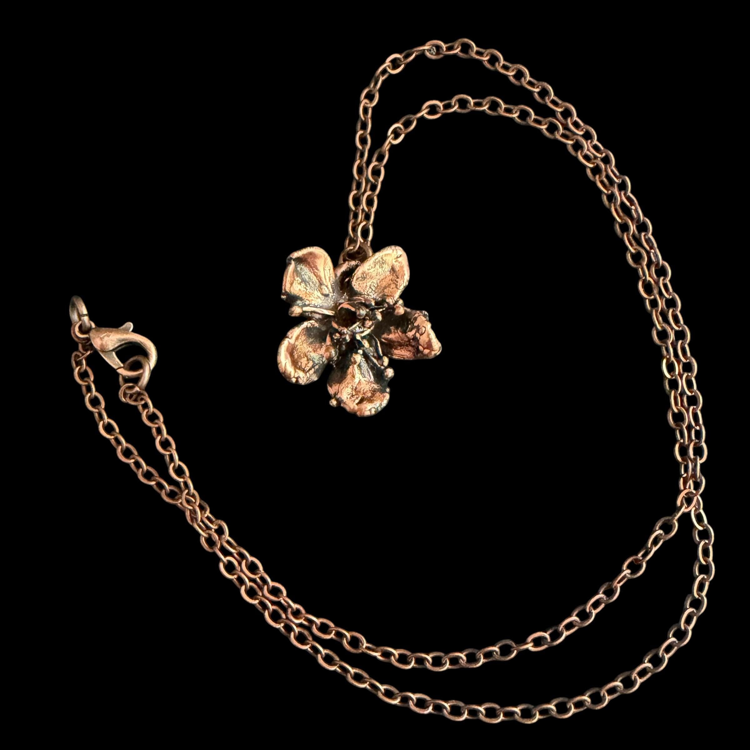 Electroformed Copper Flower Necklace | Real Preserved Blossom Pendant | Handmade Botanical Jewelry | Boho Nature Gift