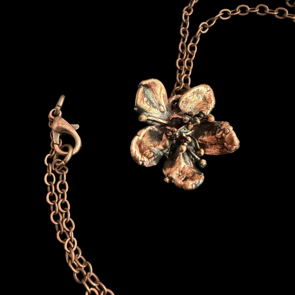 Electroformed Copper Flower Necklace | Real Preserved Blossom Pendant | Handmade Botanical Jewelry | Boho Nature Gift