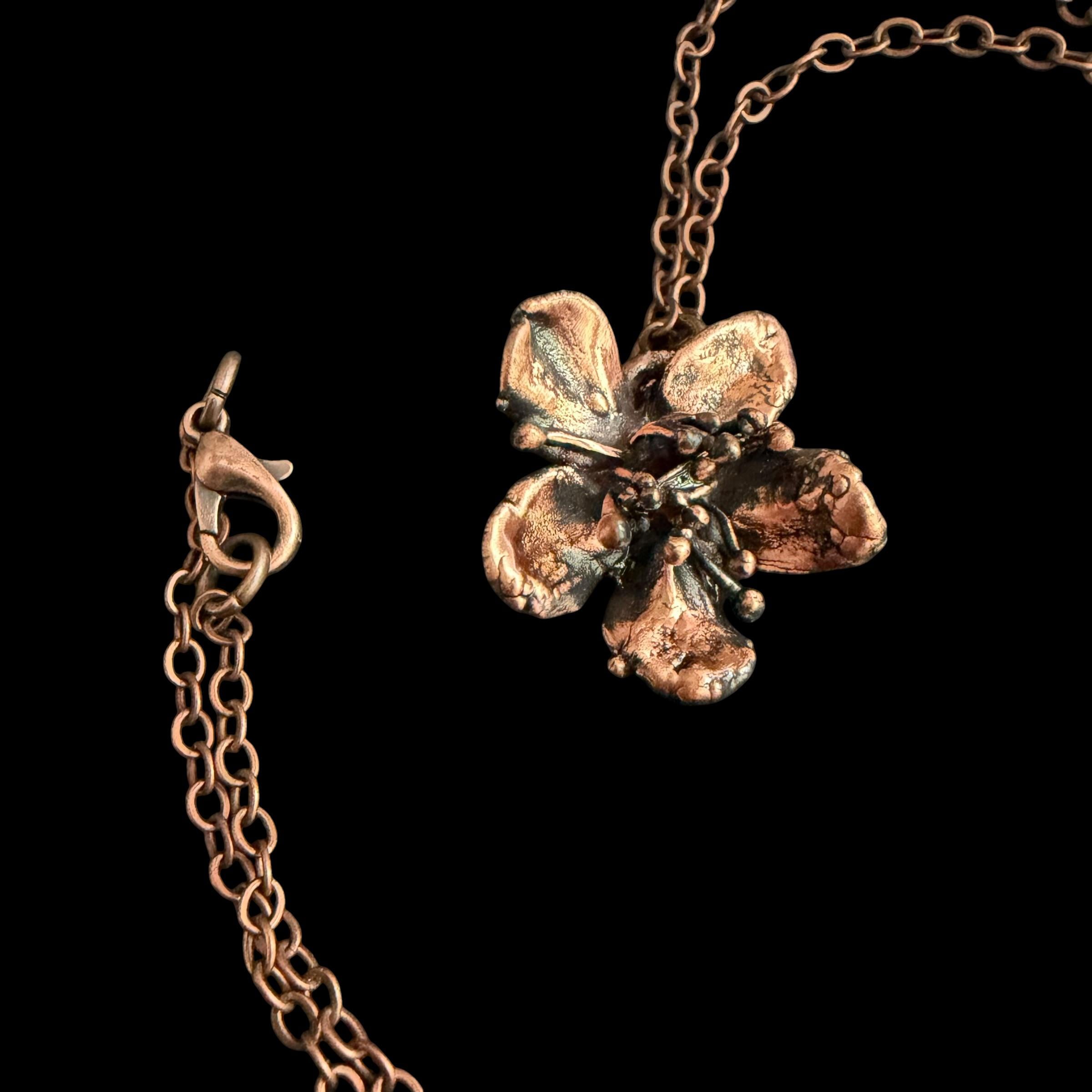 Electroformed Copper Flower Necklace | Real Preserved Blossom Pendant | Handmade Botanical Jewelry | Boho Nature Gift