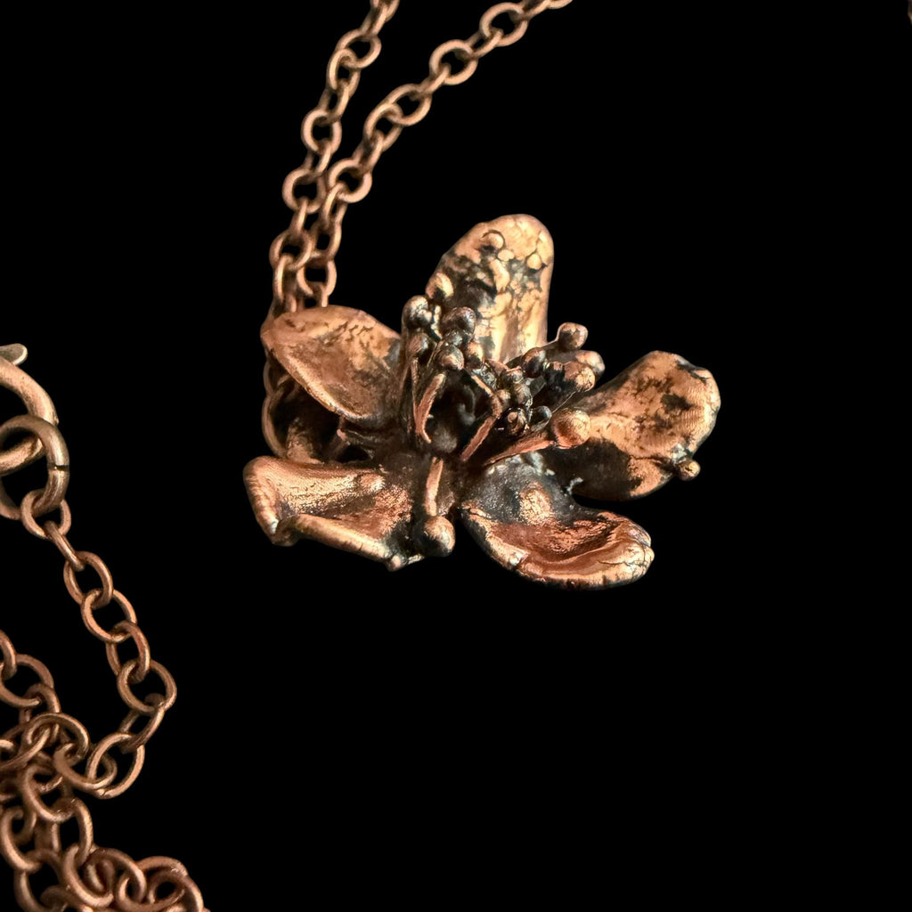Electroformed Copper Flower Necklace | Real Preserved Blossom Pendant | Handmade Botanical Jewelry | Boho Nature Gift