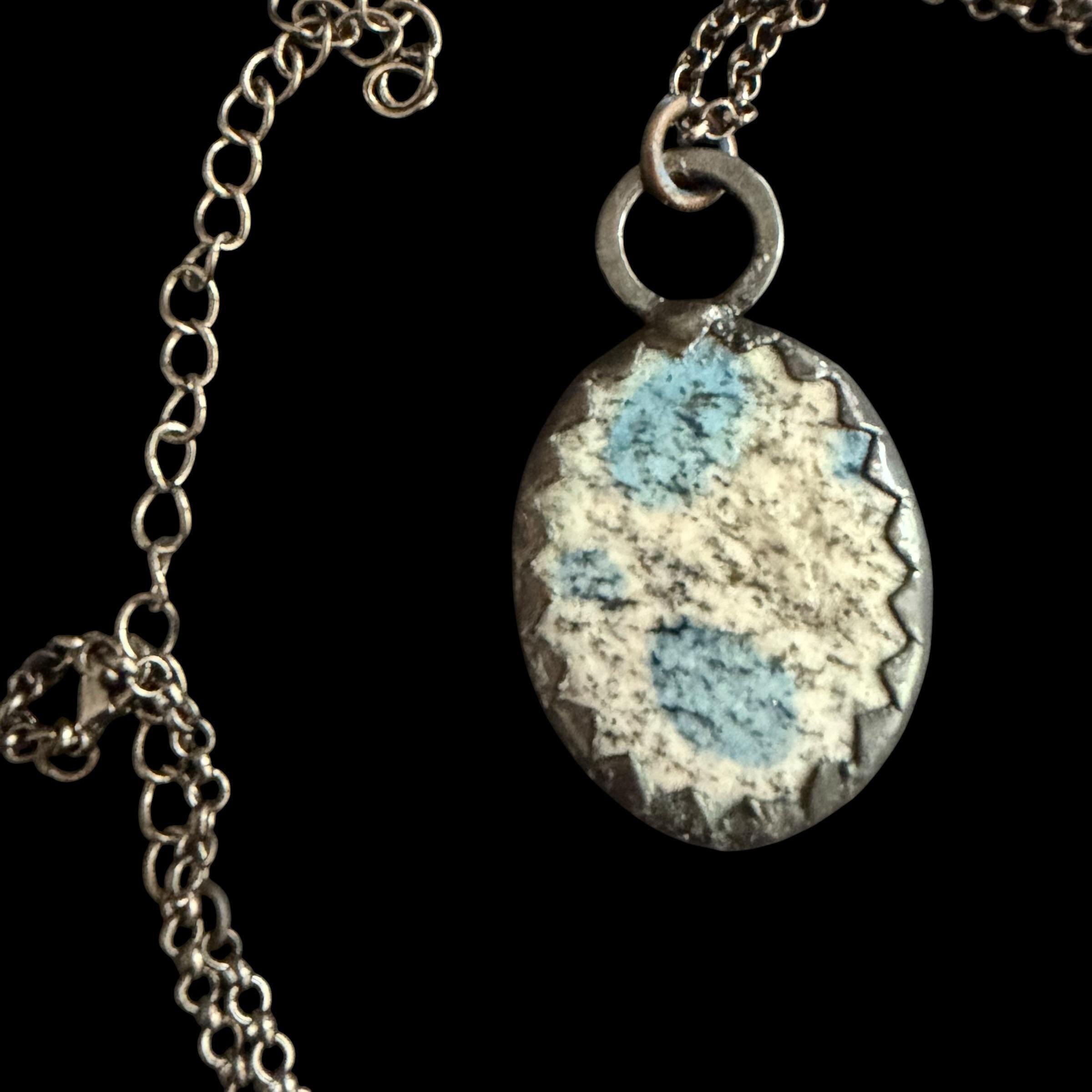 K2 Jasper Stone Necklace | Electroformed Handmade Crystal Jewelry | Boho Blue Gemstone Necklace