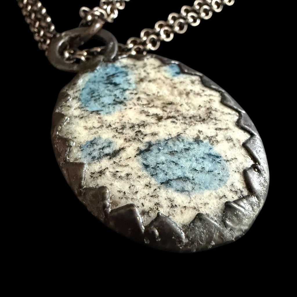 K2 Jasper Stone Necklace | Electroformed Handmade Crystal Jewelry | Boho Blue Gemstone Necklace