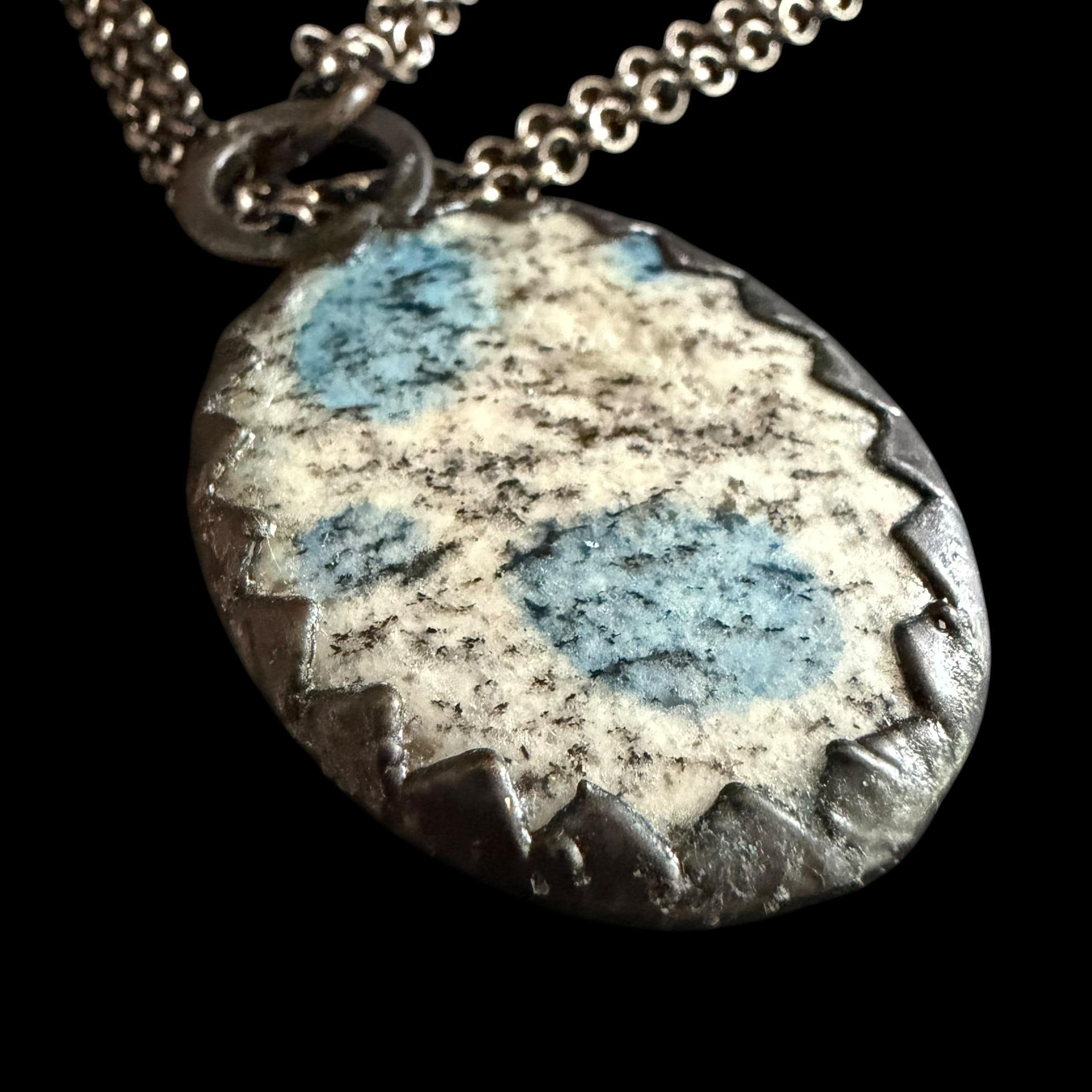 K2 Jasper Stone Necklace | Electroformed Handmade Crystal Jewelry | Boho Blue Gemstone Necklace