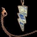 Lapis Lazuli Lightning Bolt Necklace | Electroformed Copper Pendant | Handmade Crystal Jewelry | Boho Statement Gift