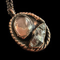Herkimer Quartz & Quartz Necklace | Electroformed Copper Pendant | Handmade Crystal Jewelry | Boho Love Gift