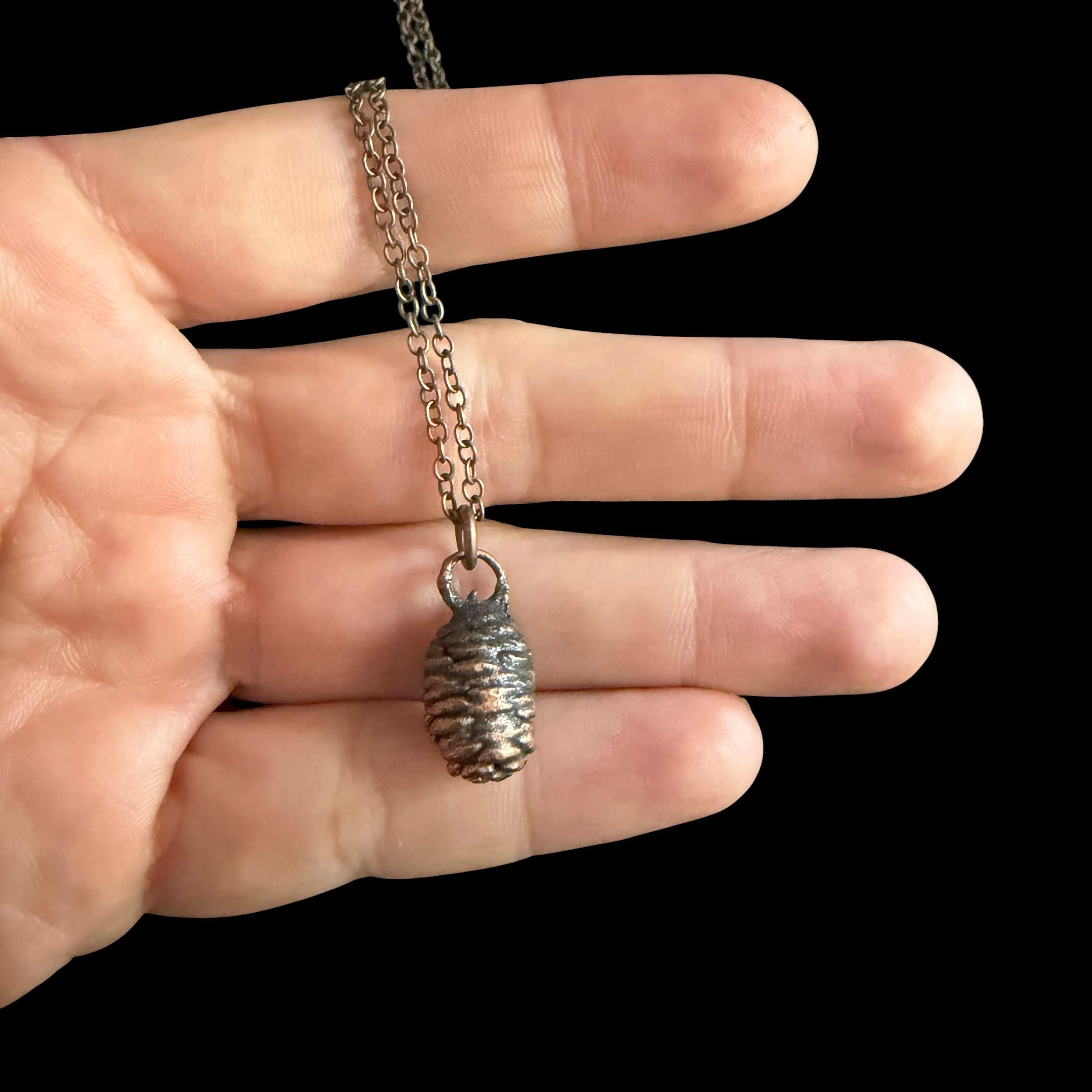 Electroformed Copper Pine Cone Necklace | Real Preserved Pinecone Pendant | Handmade Botanical Jewelry | Boho Nature
