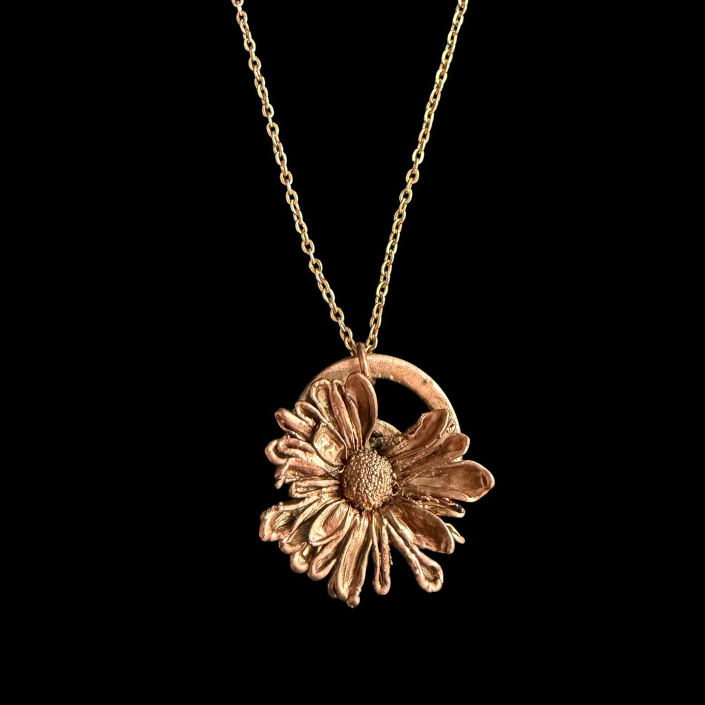 Electroformed Copper Daisy Necklace | Real Preserved Flower Pendant | Handmade Botanical Jewelry | Boho Rose Gold Chain