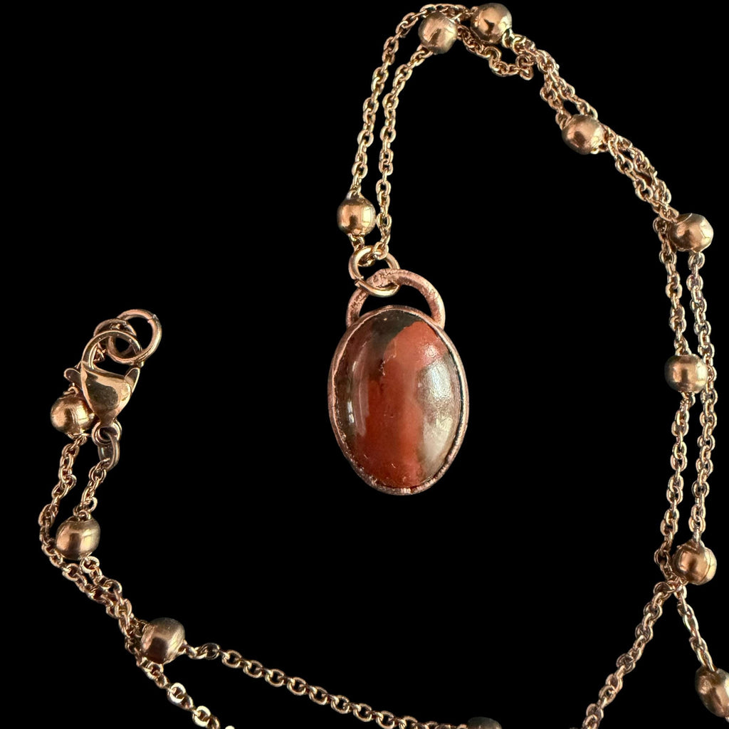 Red Tiger Eye Necklace | Electroformed Copper Pendant | Handmade Gemstone Jewelry | Boho Confidence Crystal Gift