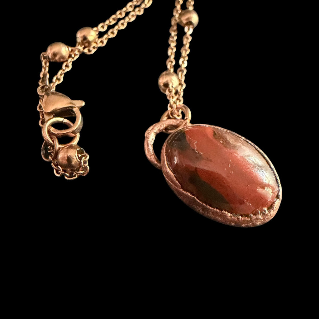 Red Tiger Eye Necklace | Electroformed Copper Pendant | Handmade Gemstone Jewelry | Boho Confidence Crystal Gift