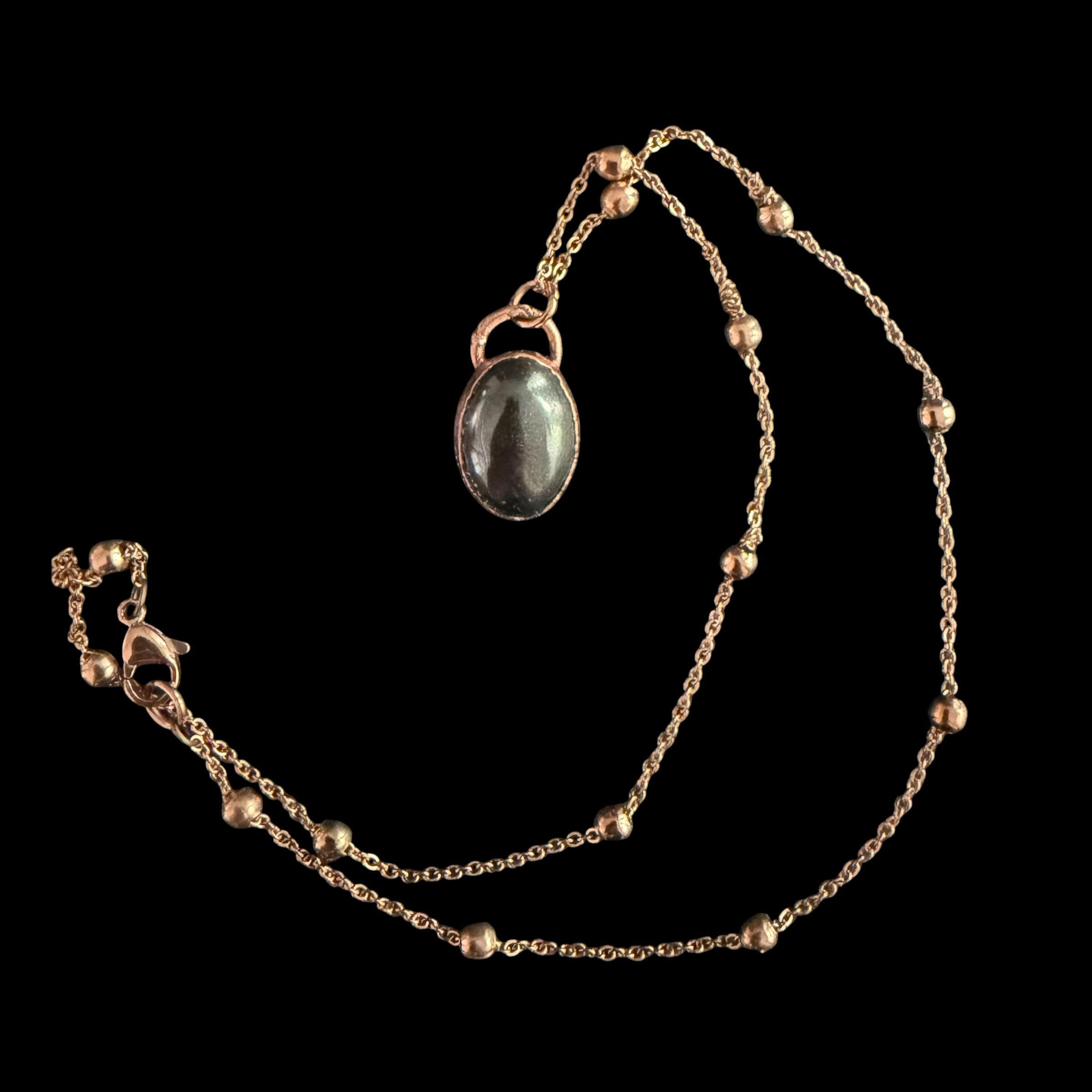 Hematite Necklace | Electroformed Copper Pendant | Handmade Grounding Crystal Jewelry | Boho Protection Gift