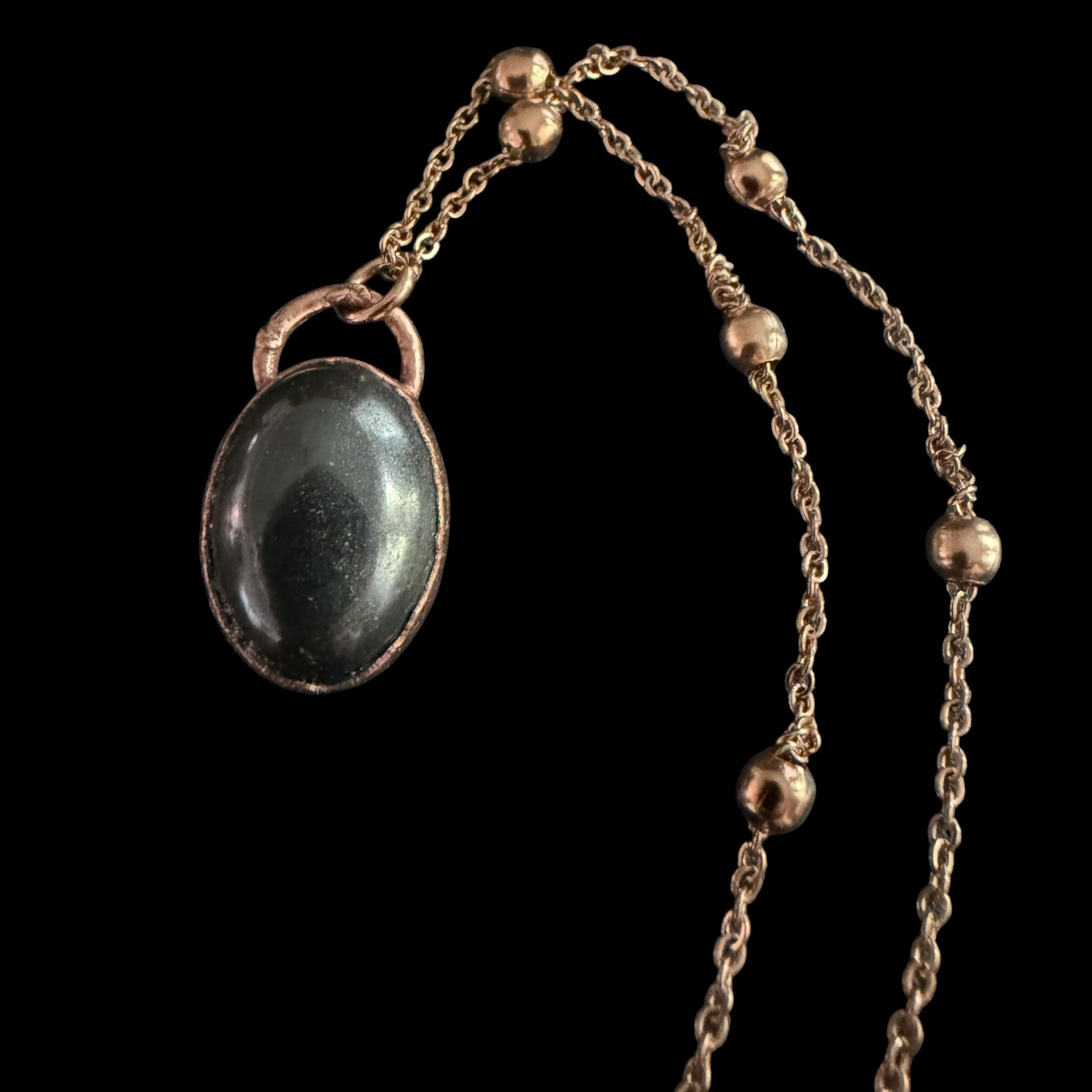 Hematite Necklace | Electroformed Copper Pendant | Handmade Grounding Crystal Jewelry | Boho Protection Gift