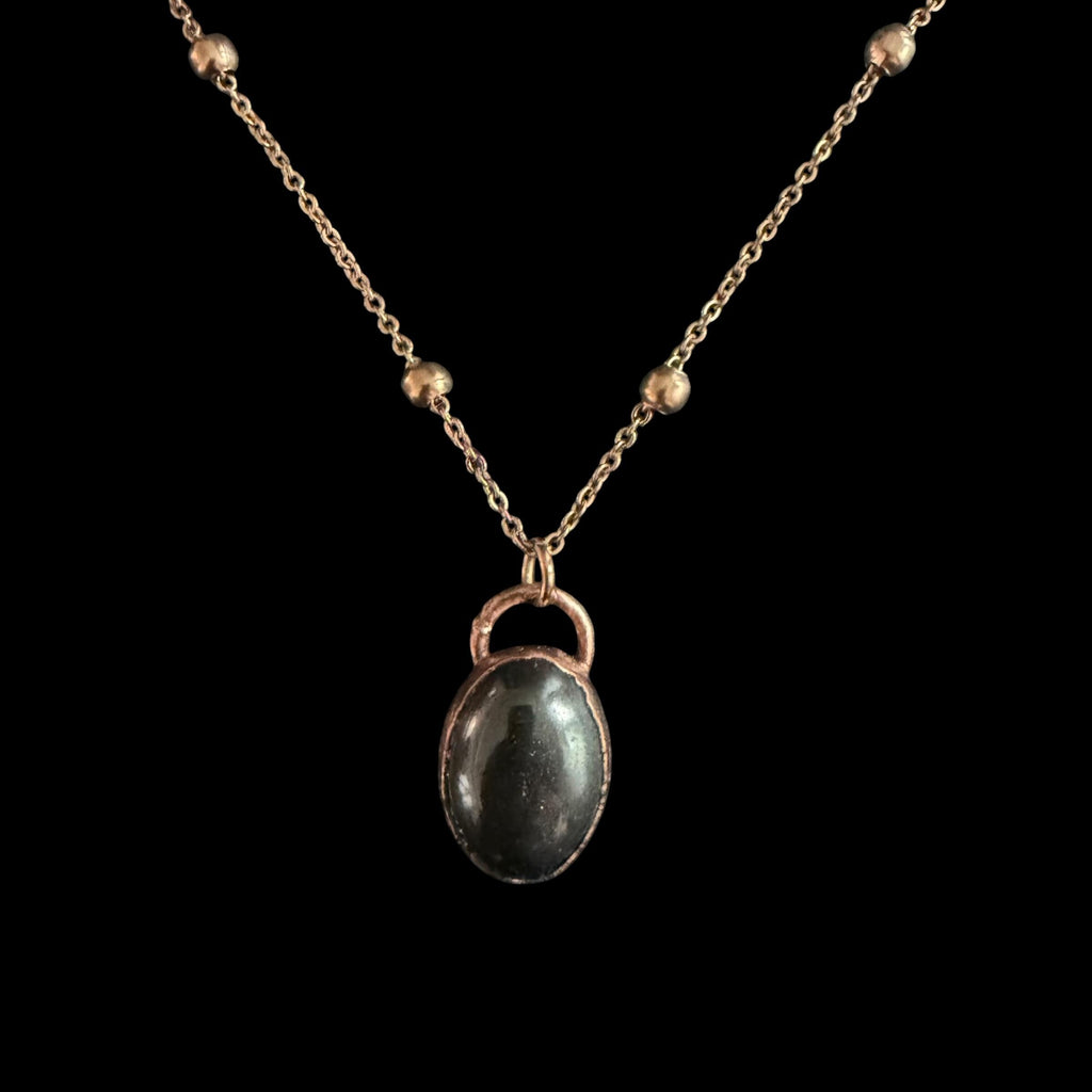 Hematite Necklace | Electroformed Copper Pendant | Handmade Grounding Crystal Jewelry | Boho Protection Gift