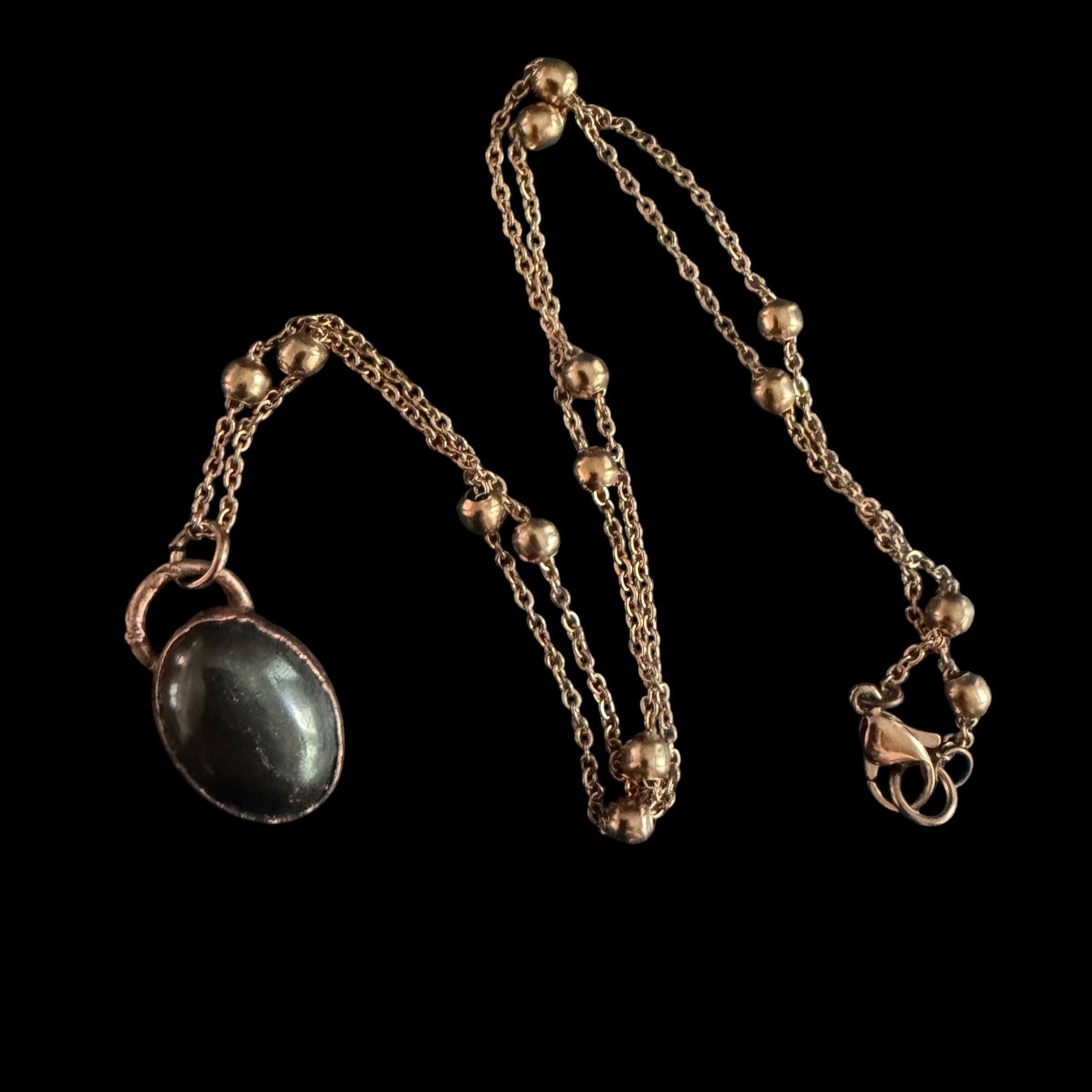 Hematite Necklace | Electroformed Copper Pendant | Handmade Grounding Crystal Jewelry | Boho Protection Gift