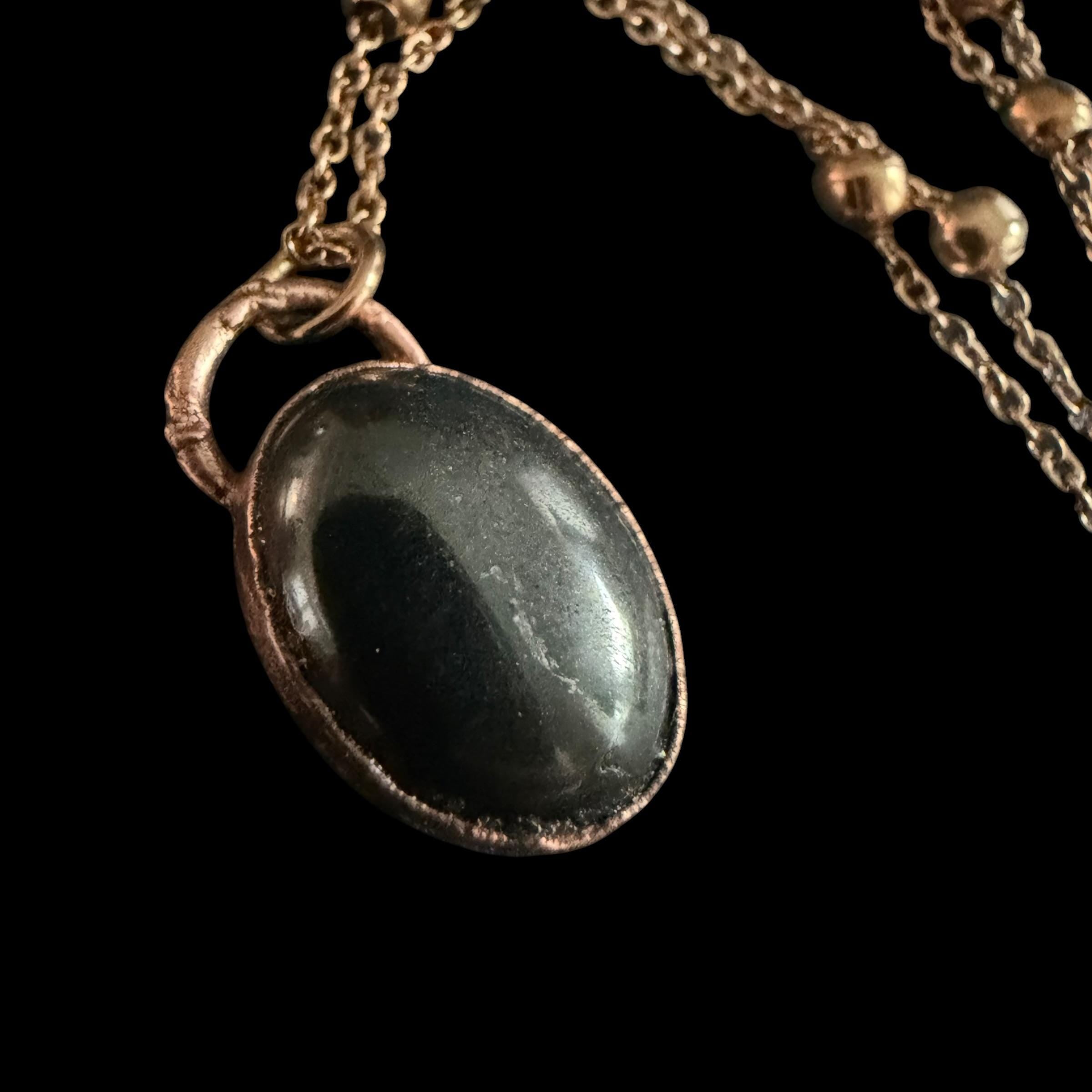 Hematite Necklace | Electroformed Copper Pendant | Handmade Grounding Crystal Jewelry | Boho Protection Gift